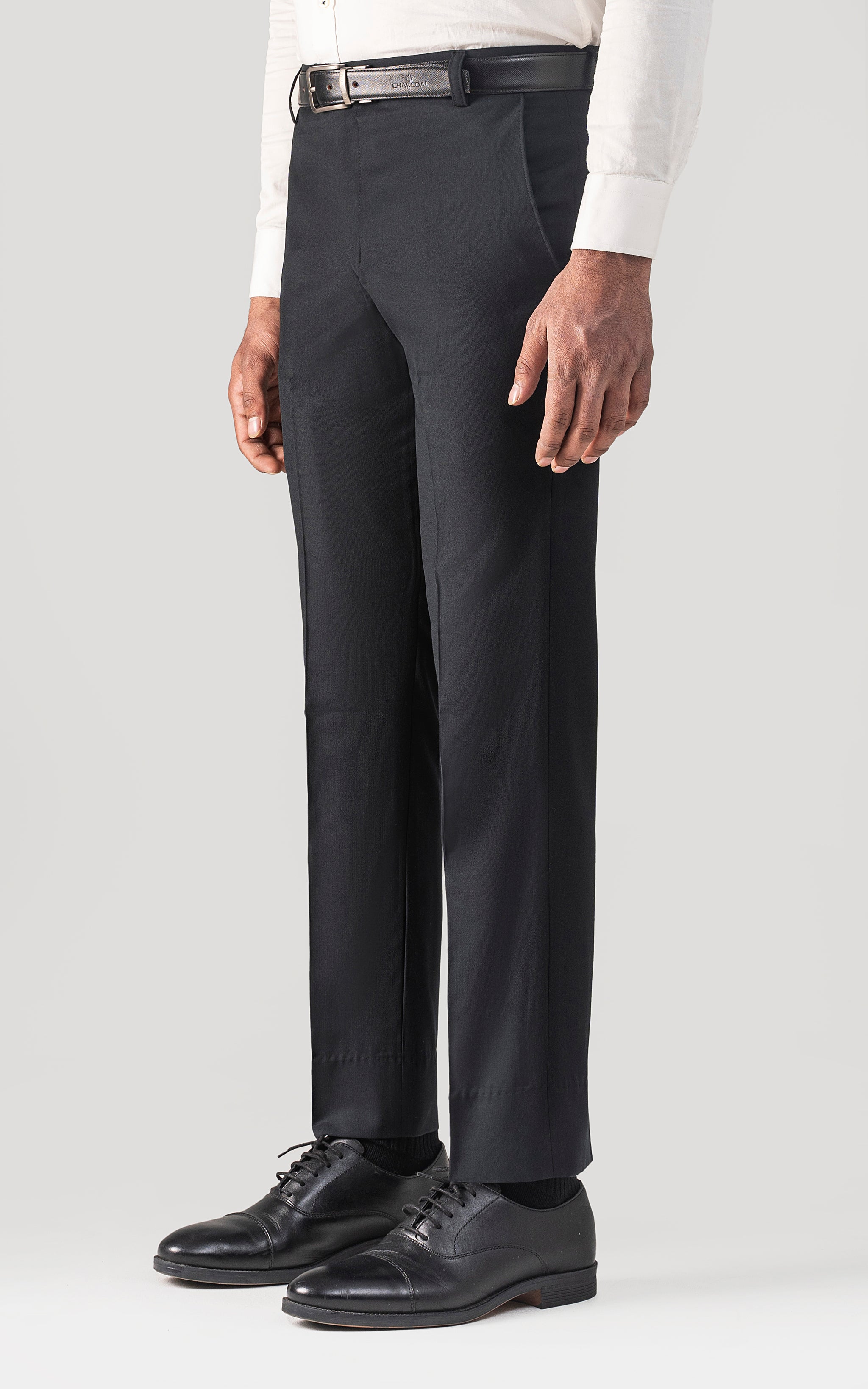 Shop Dress Pant Slim Fit Black Self for Men Online