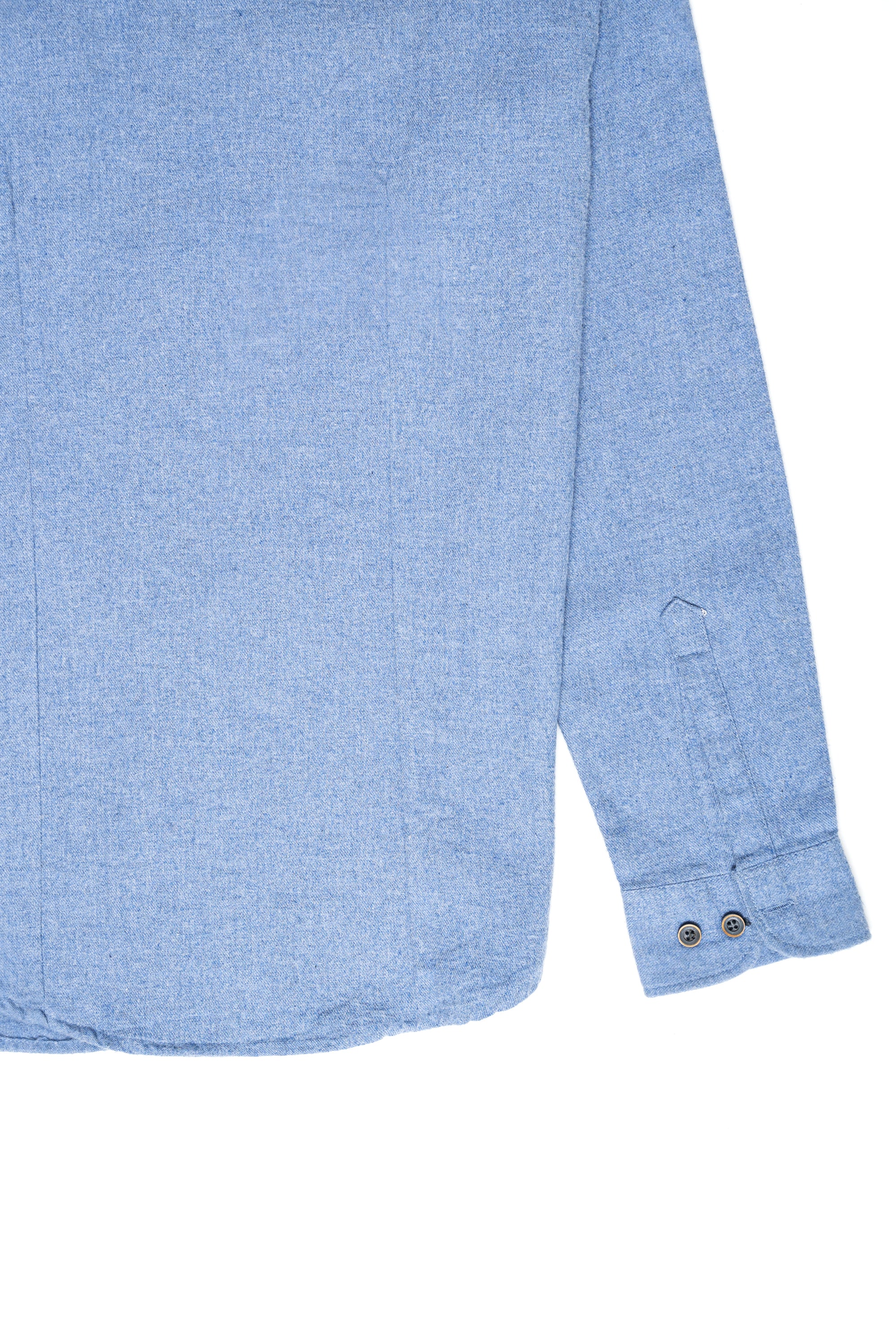 Sky blue casual button-up shirt sleeve with button cuff and side seam