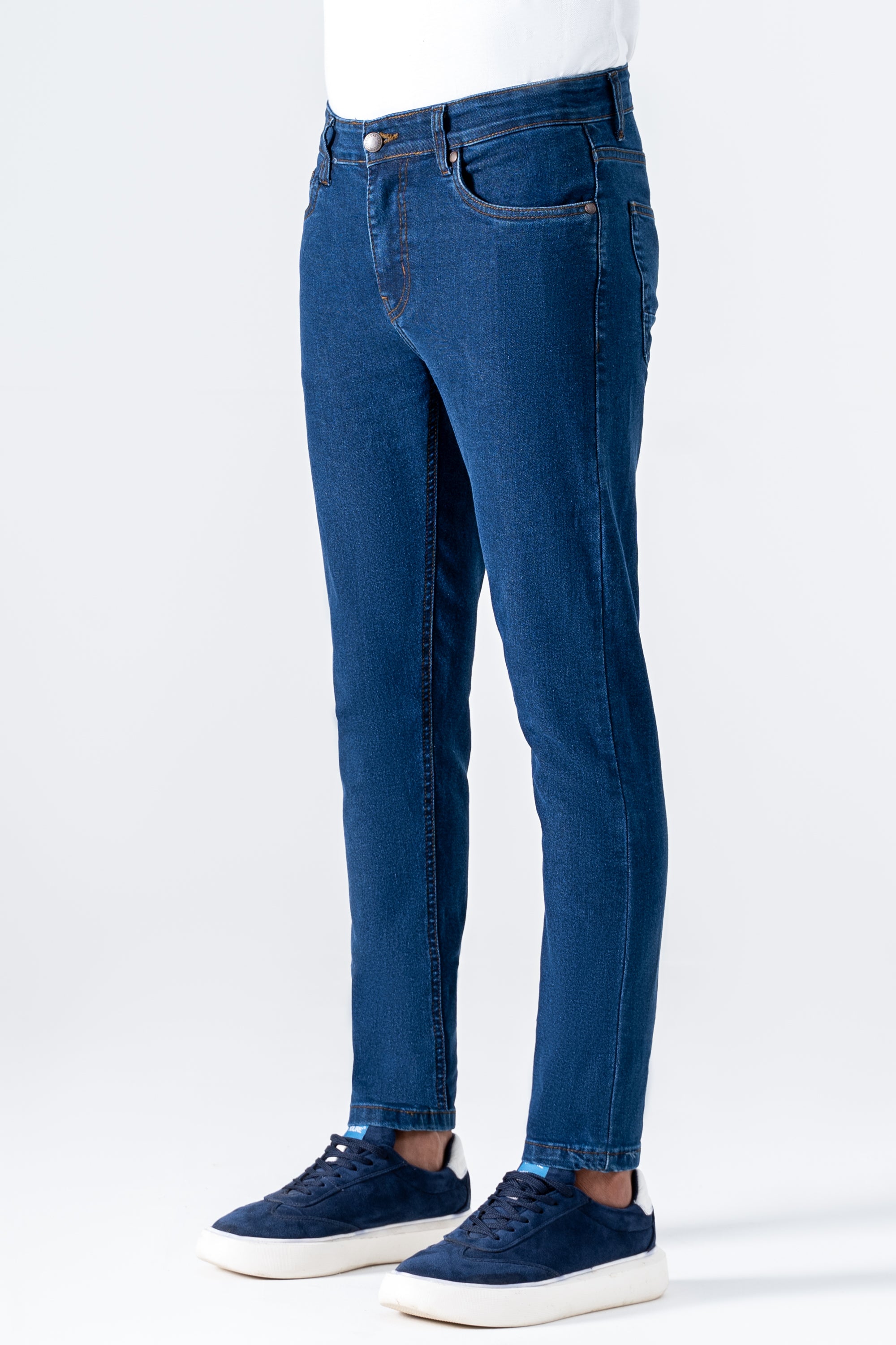 SLIM LEG DENIM JEANS DARK BLUE