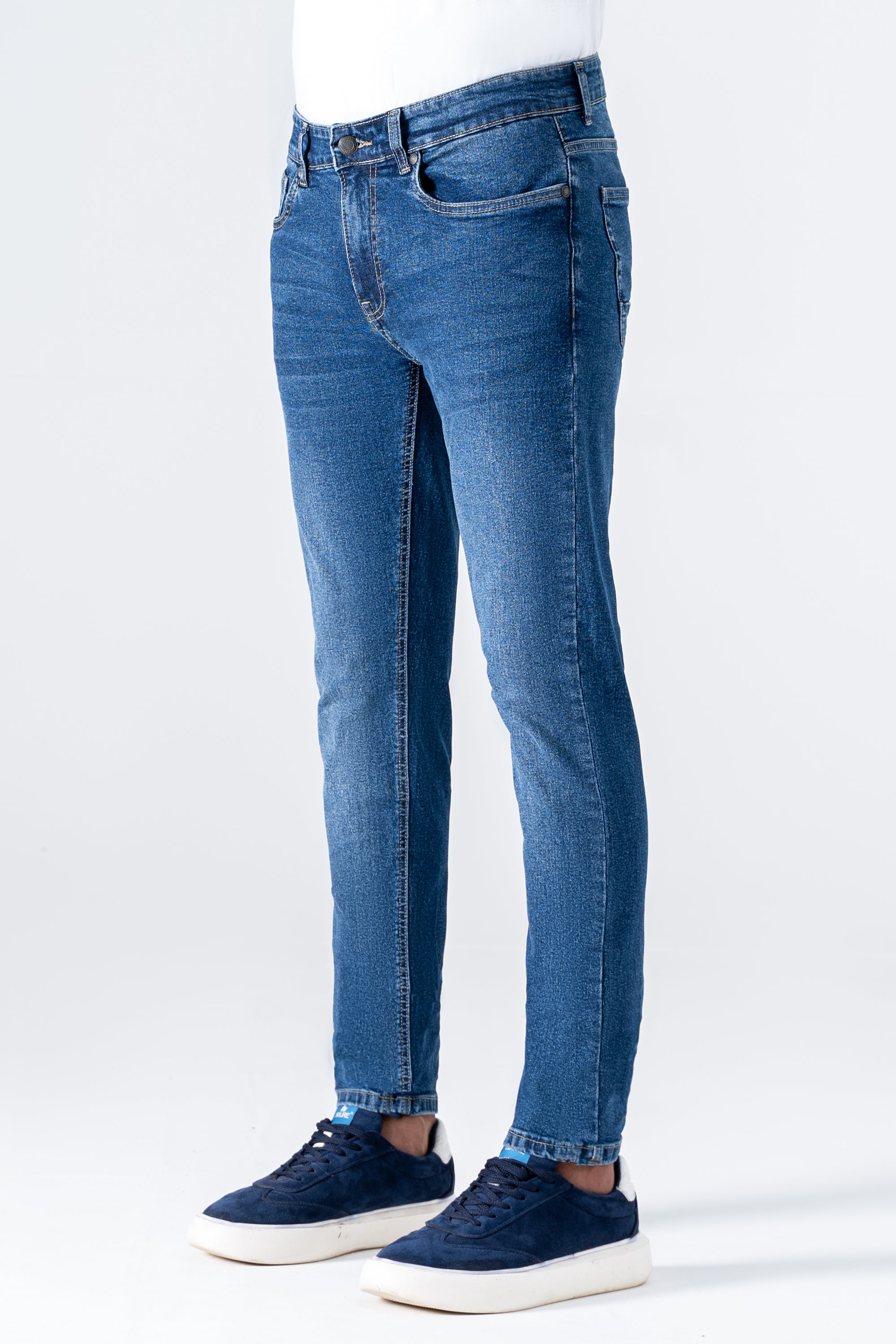 SLIM LEG DENIM JEANS MID BLUE