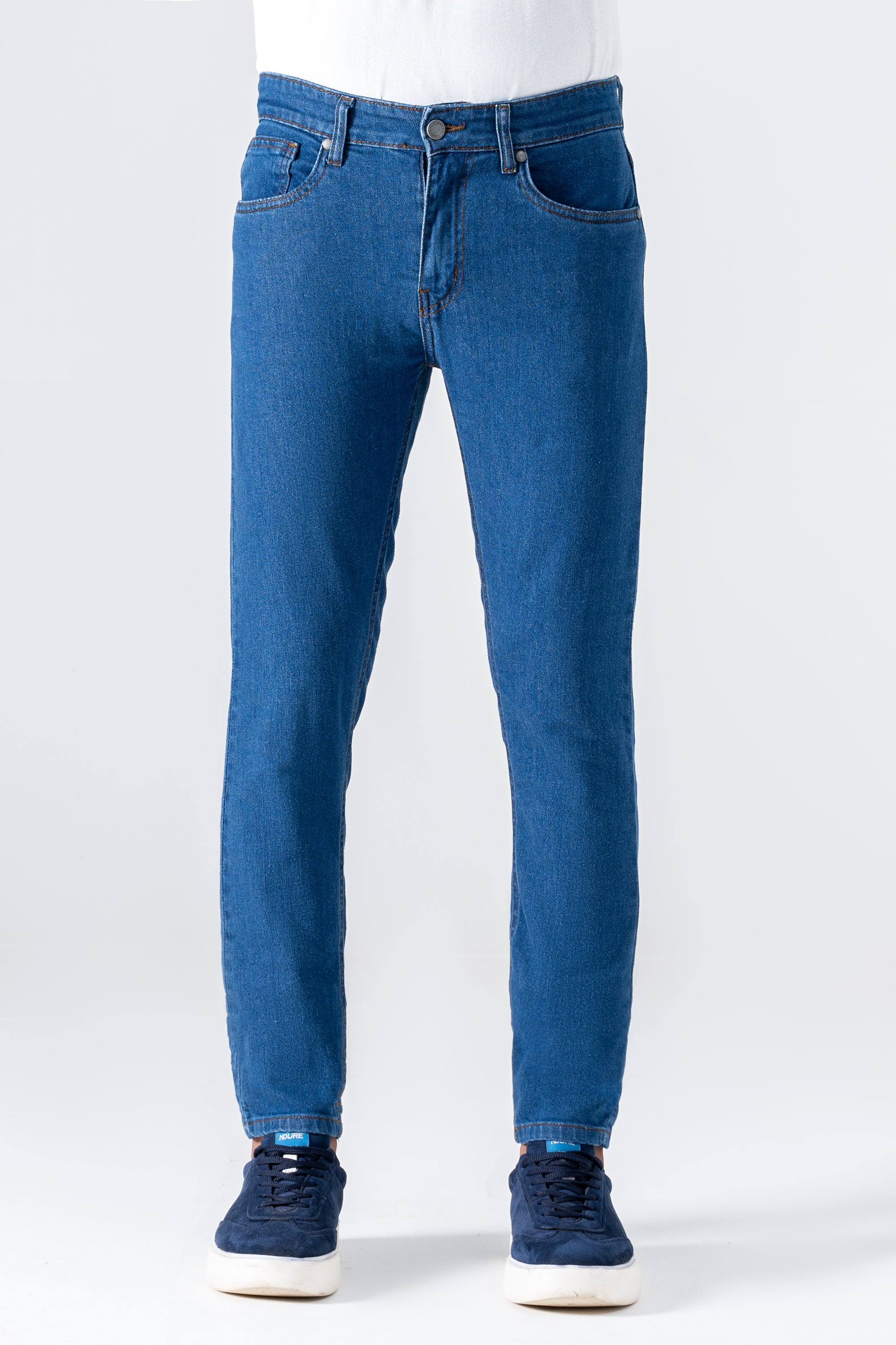 SLIM LEG DENIM JEANS MID BLUE
