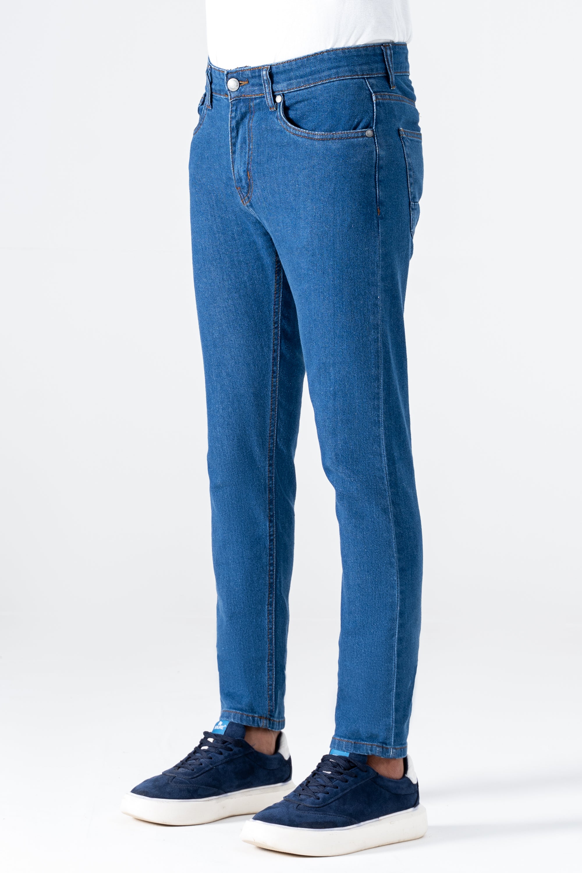 SLIM LEG DENIM JEANS MID BLUE