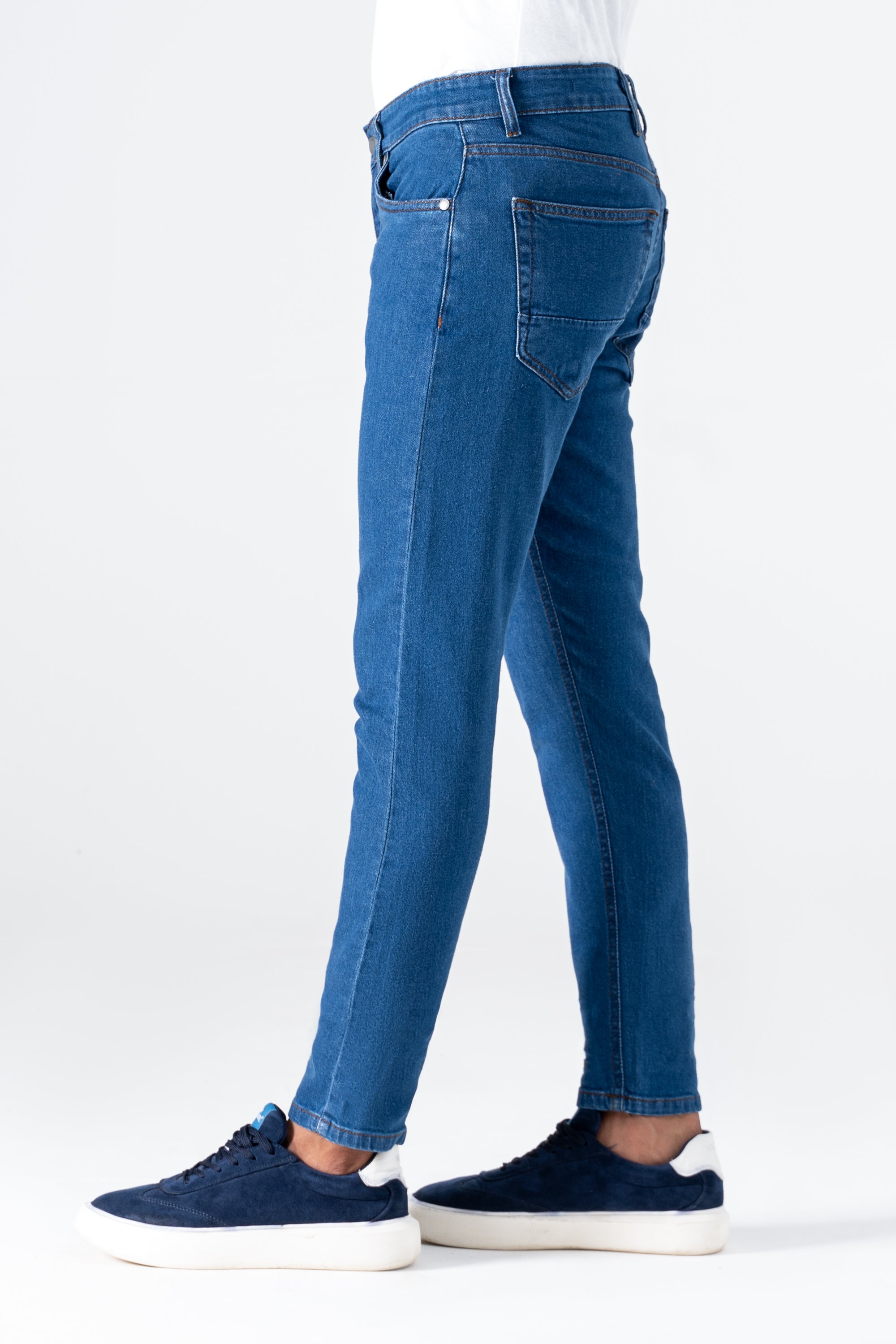SLIM LEG DENIM JEANS MID BLUE
