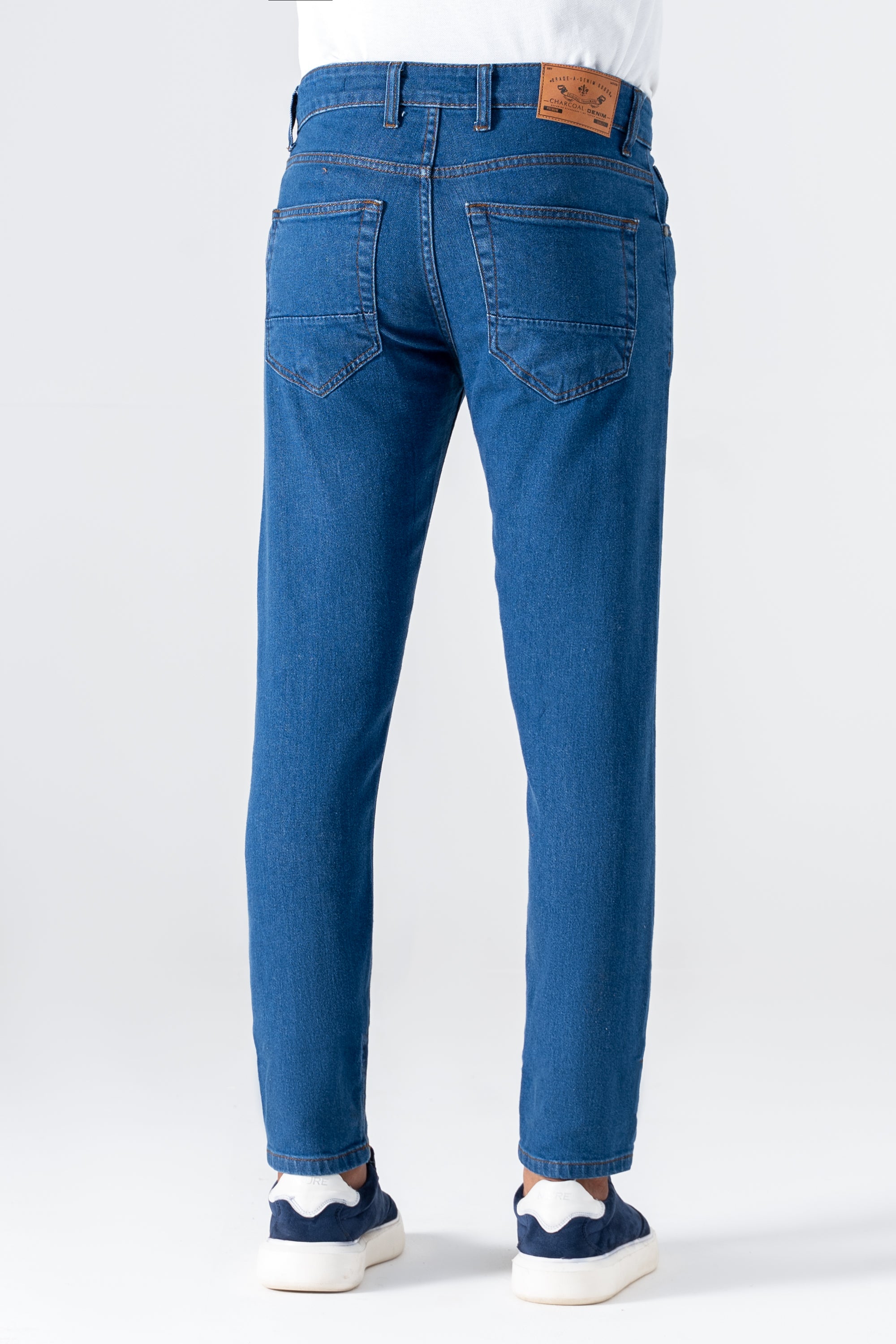 SLIM LEG DENIM JEANS MID BLUE