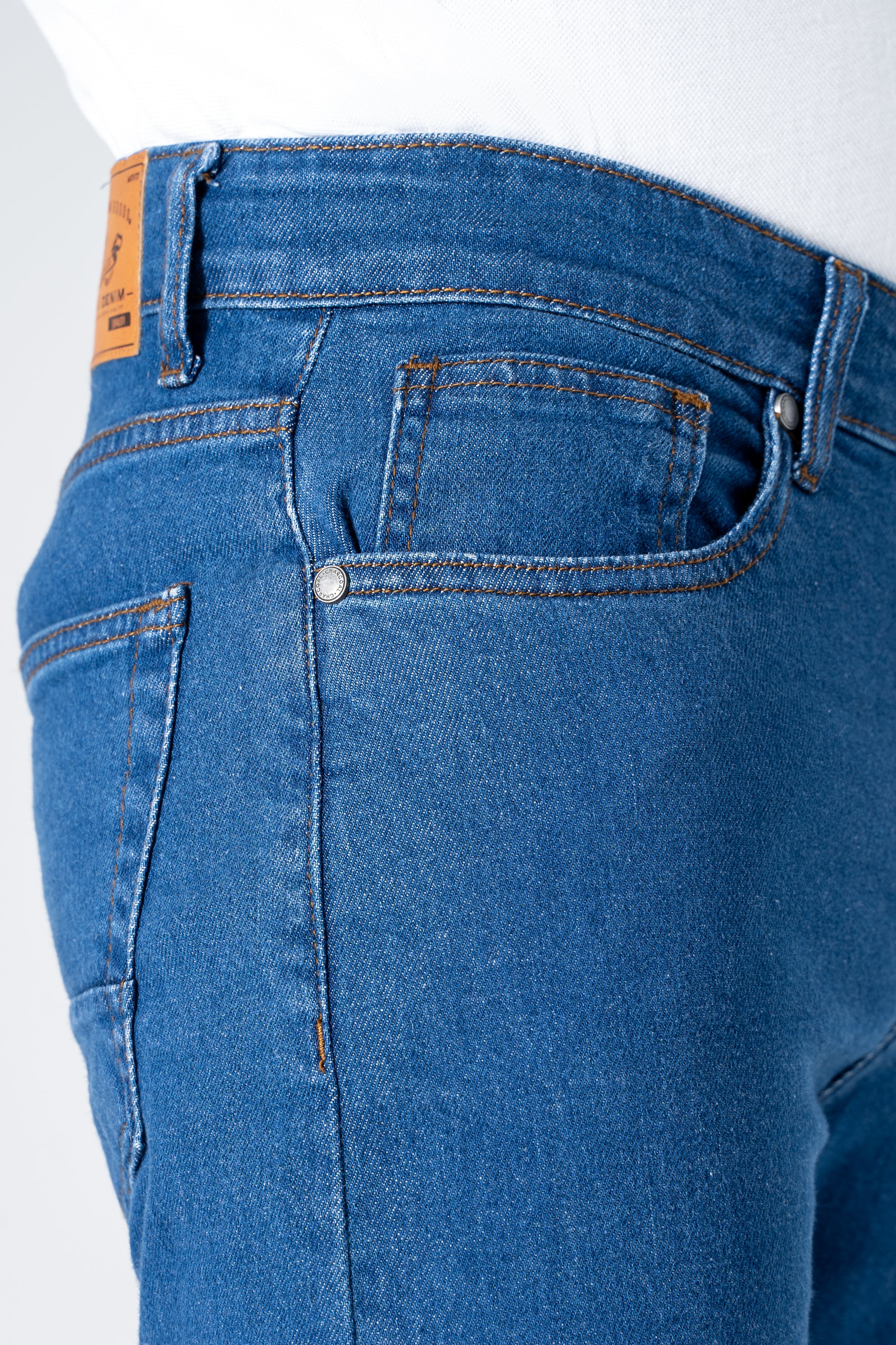 SLIM LEG DENIM JEANS MID BLUE