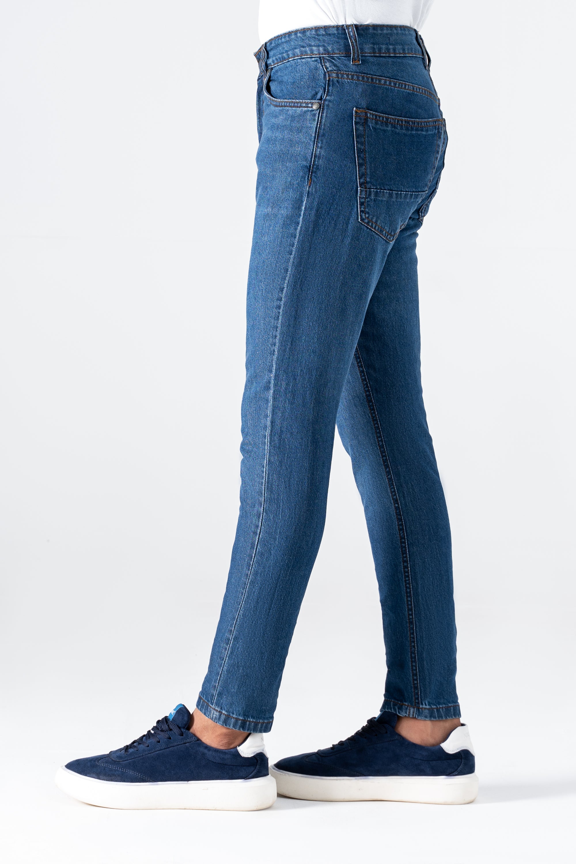 SLIM LEG DENIM JEANS MID BLUE