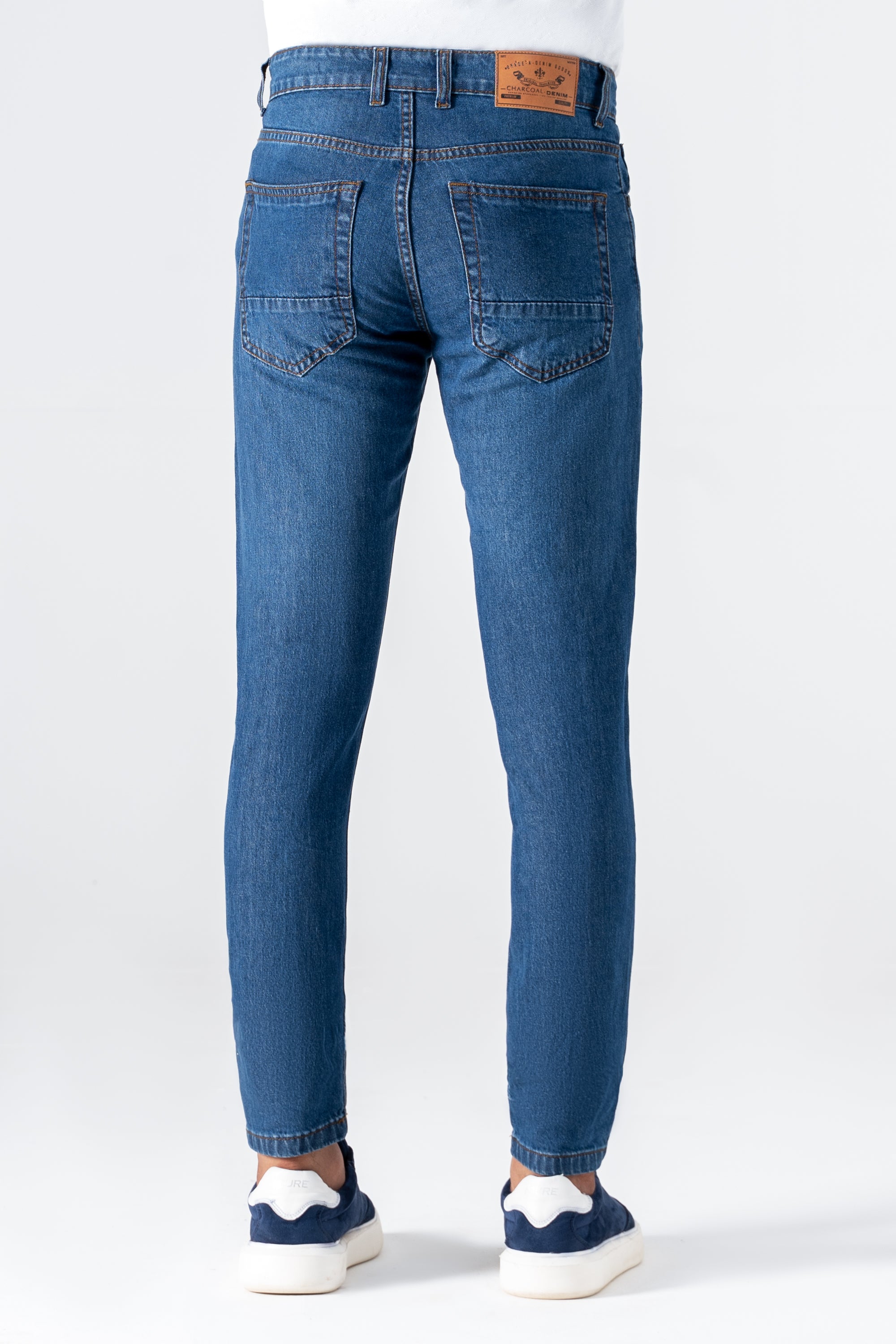 SLIM LEG DENIM JEANS MID BLUE