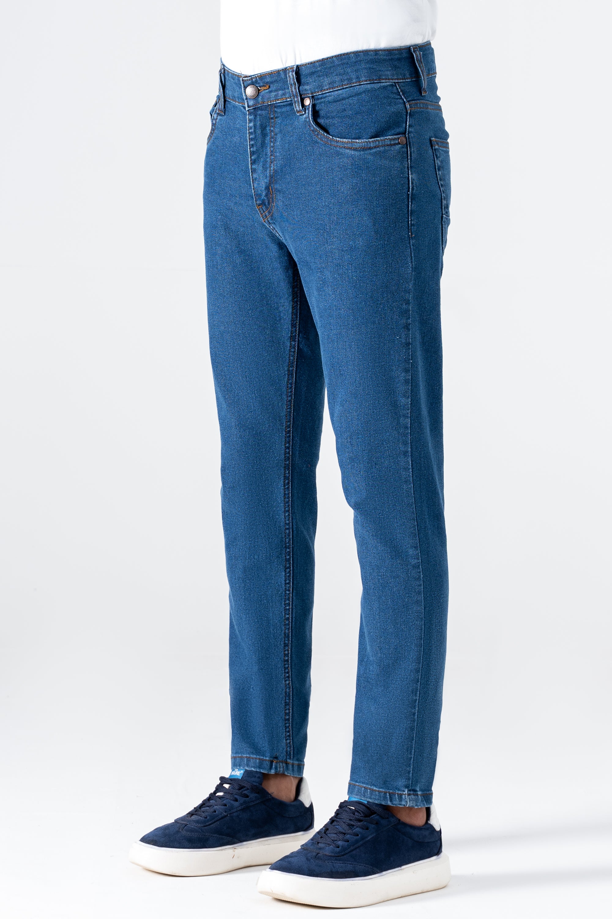 SLIM LEG DENIM JEANS MID BLUE