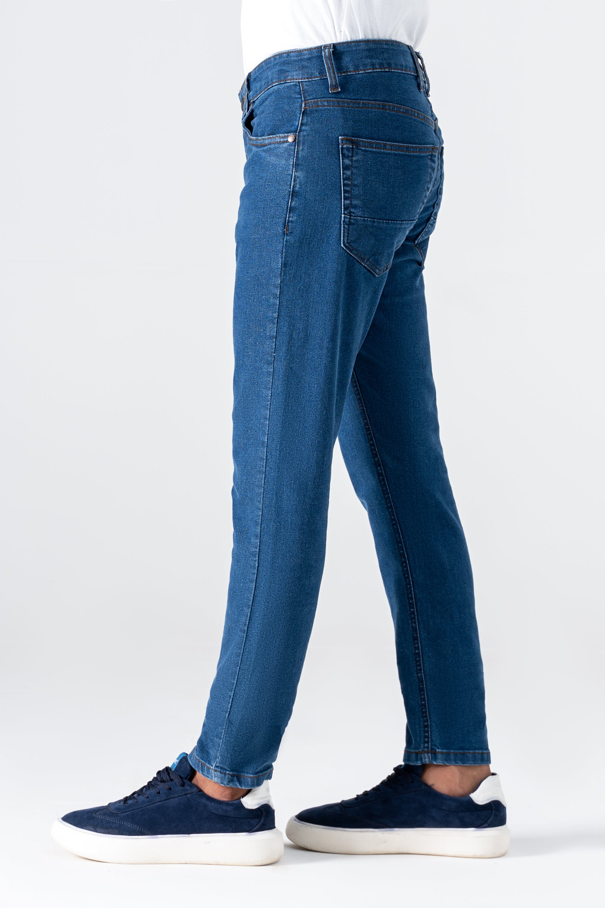 SLIM LEG DENIM JEANS MID BLUE