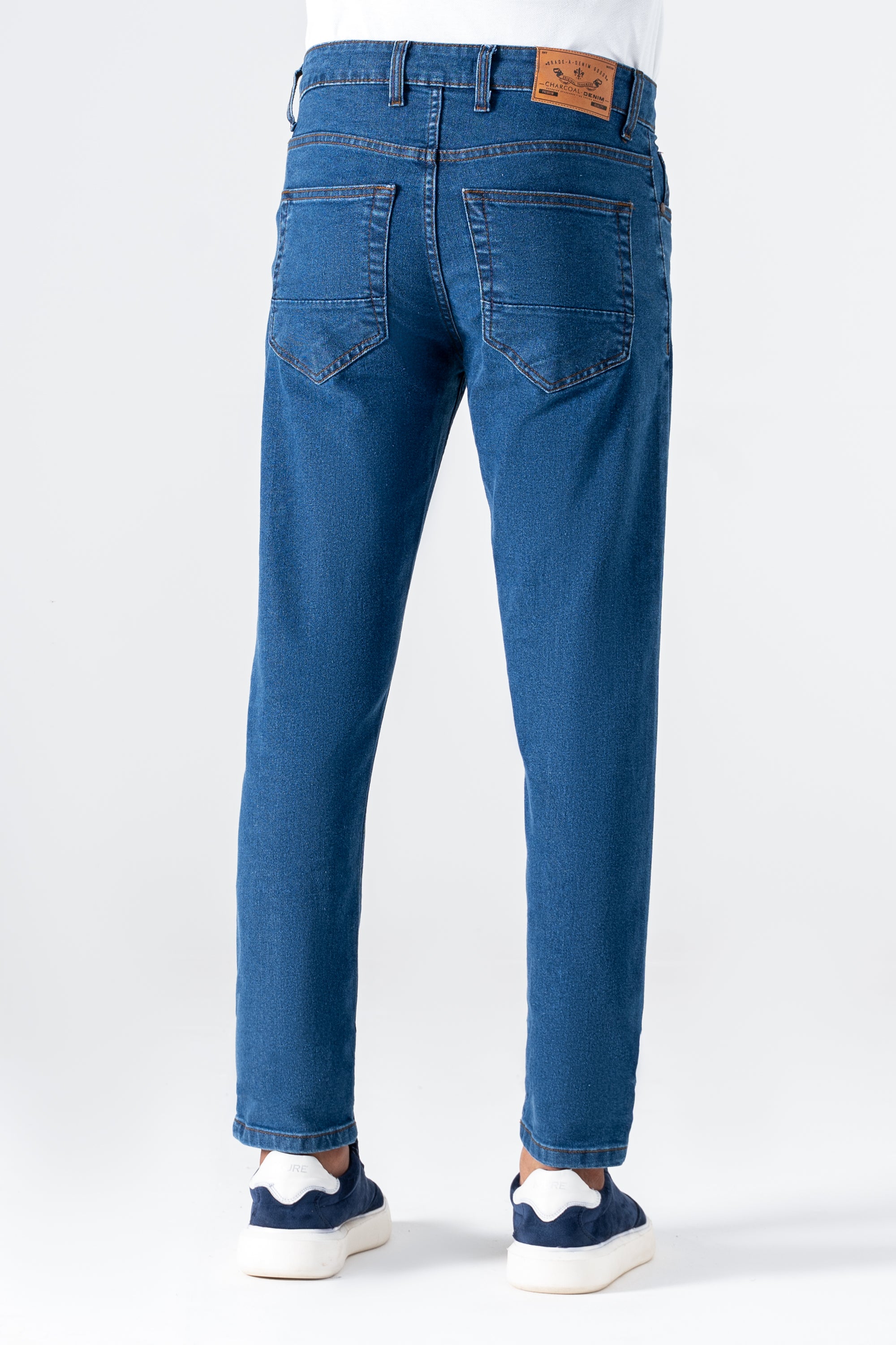 SLIM LEG DENIM JEANS MID BLUE