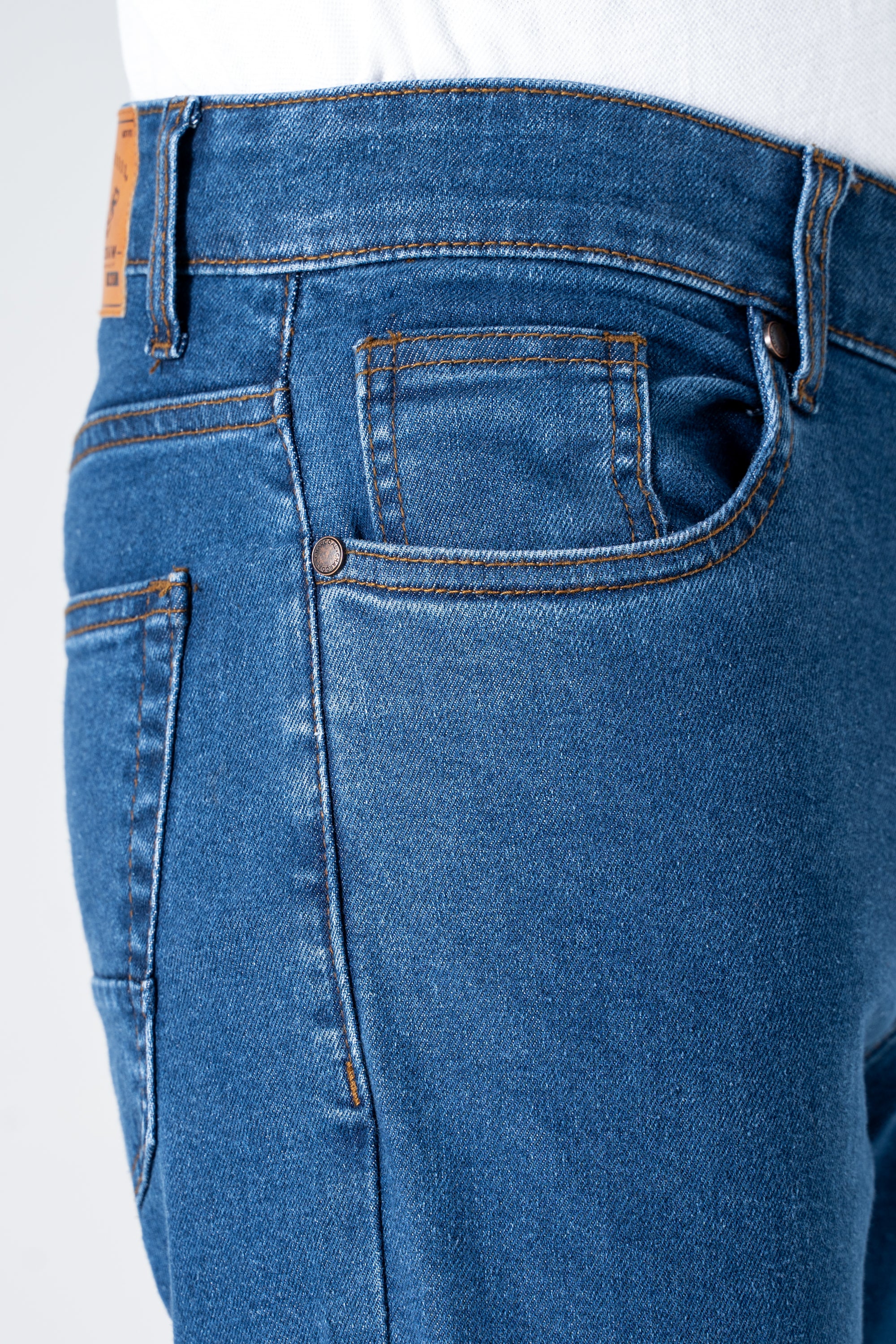 SLIM LEG DENIM JEANS MID BLUE