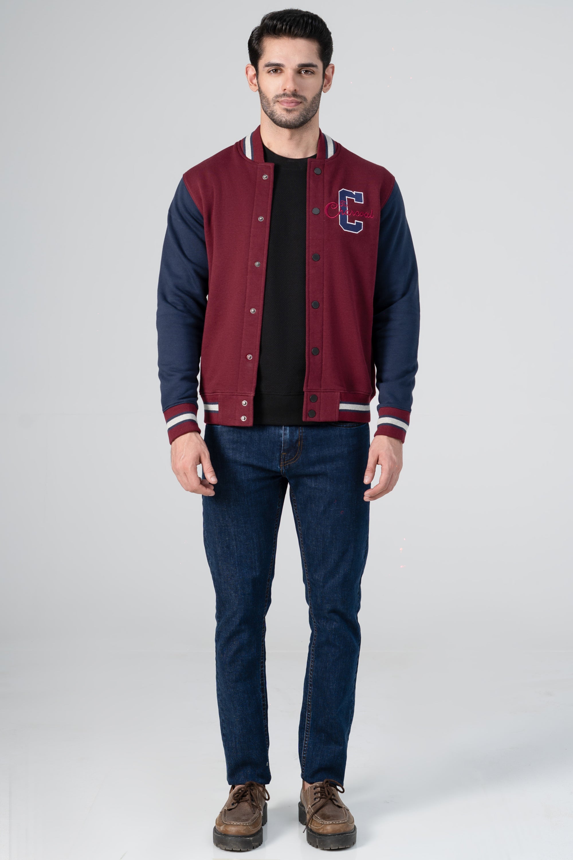 FRONT OPEN JACKET MAROON NAVY