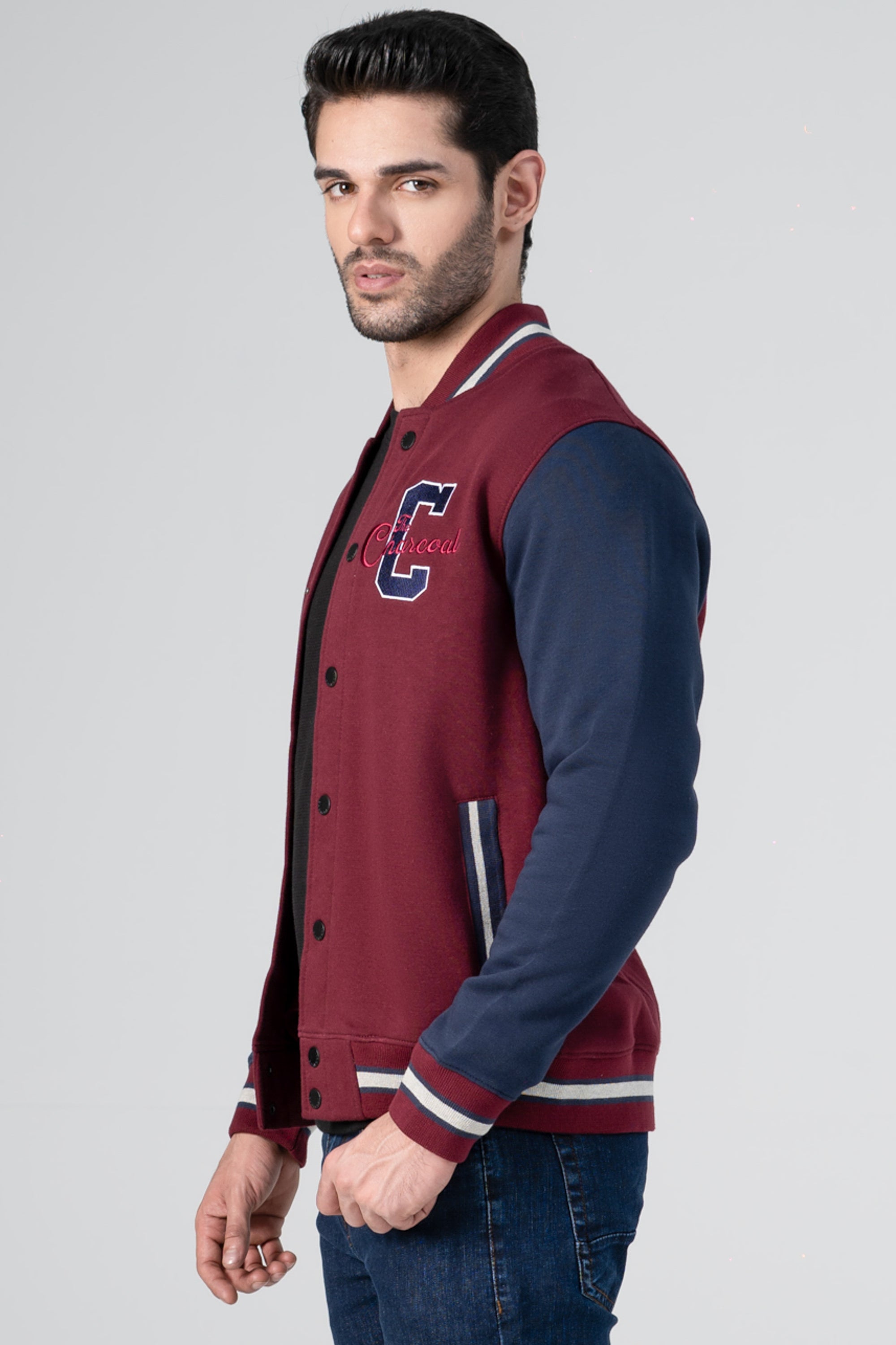 FRONT OPEN JACKET MAROON NAVY