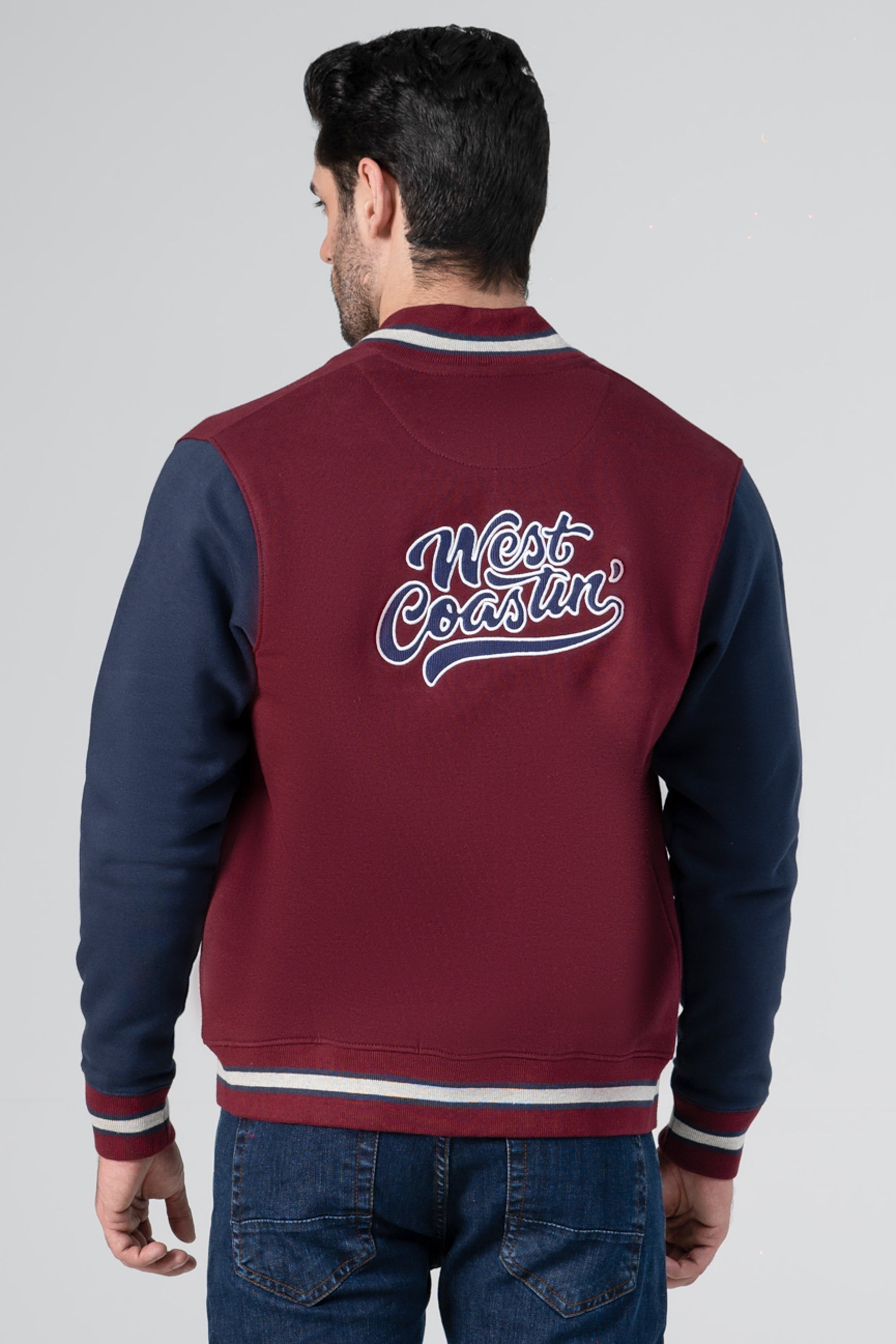 FRONT OPEN JACKET MAROON NAVY