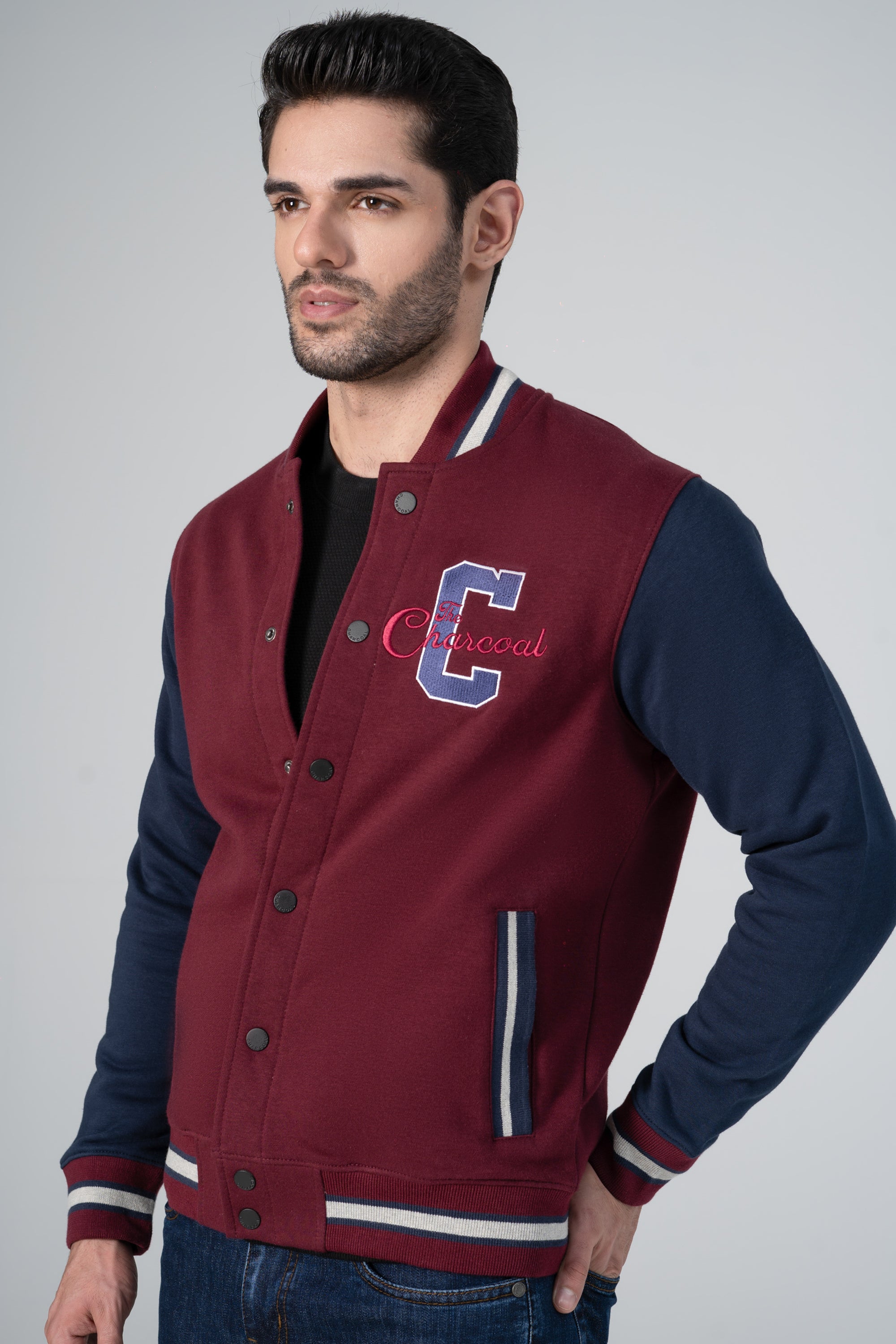 FRONT OPEN JACKET MAROON NAVY