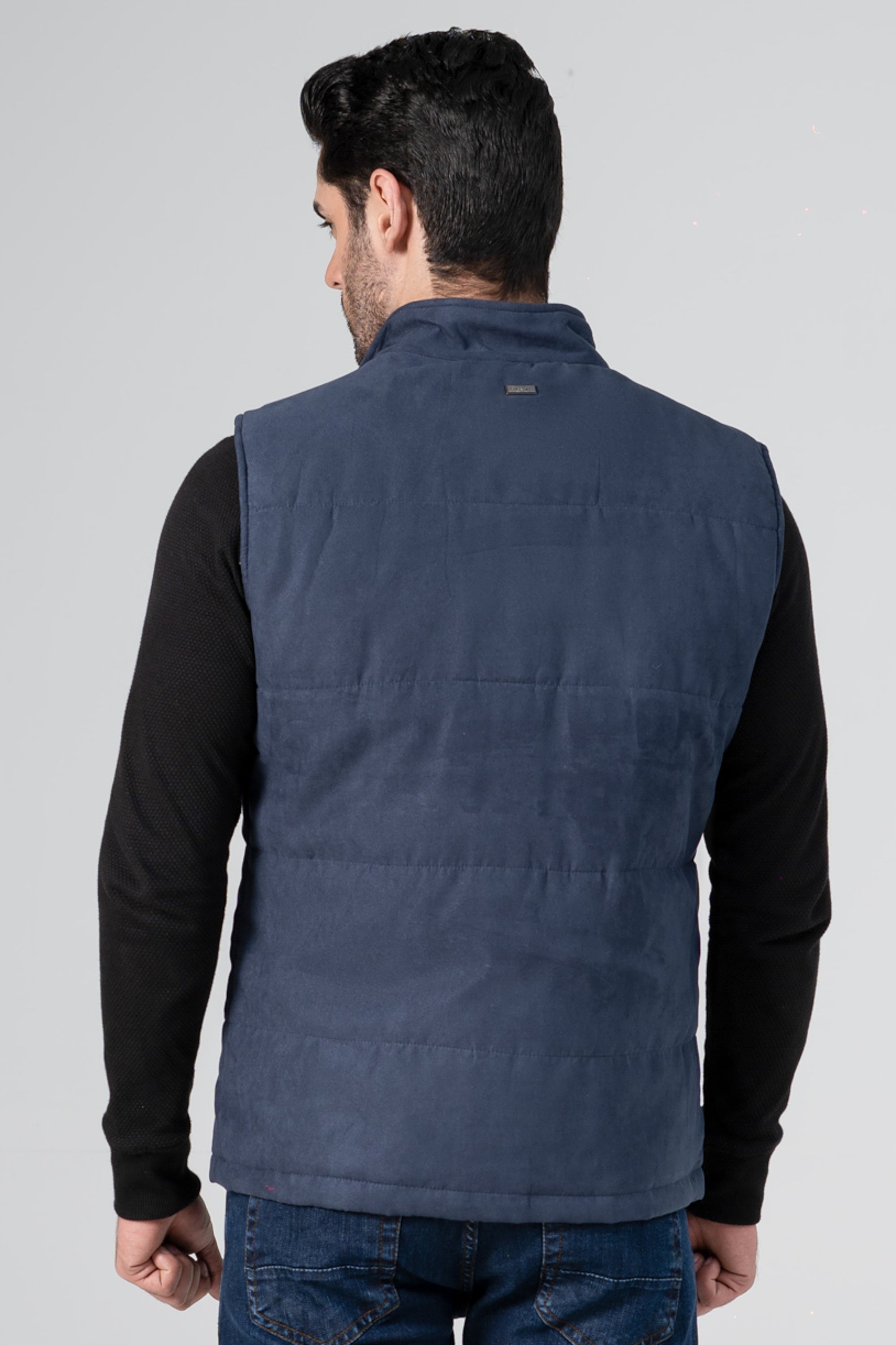 SUEDE QUILTED JACKET NAVY