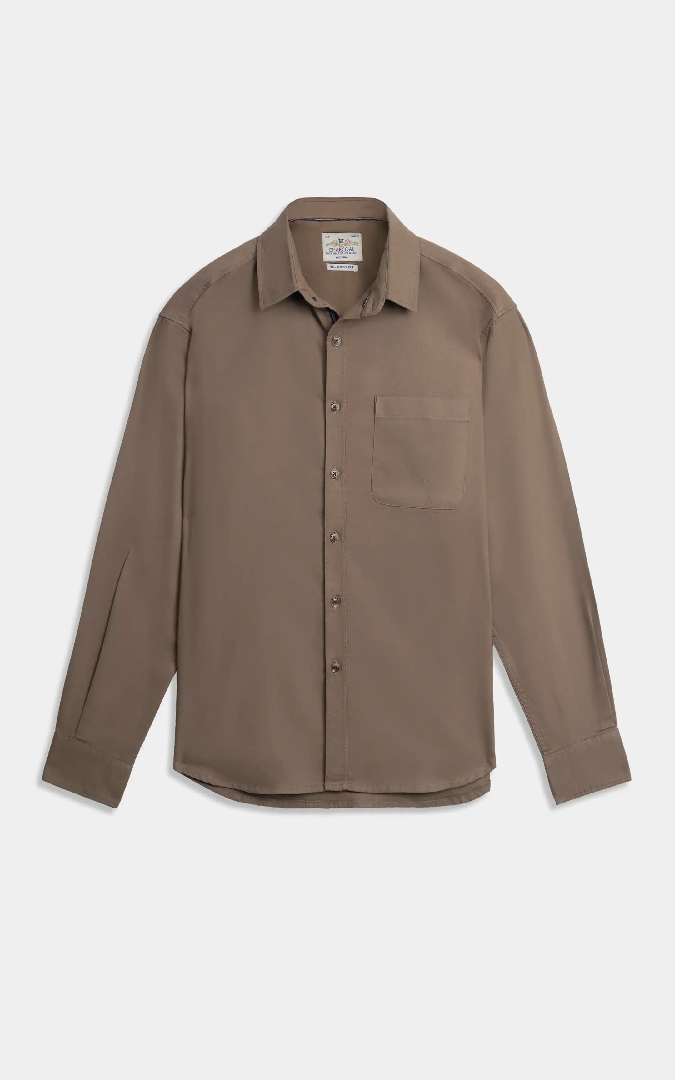 RELAXED FIT CASUAL SHIRT BROWN