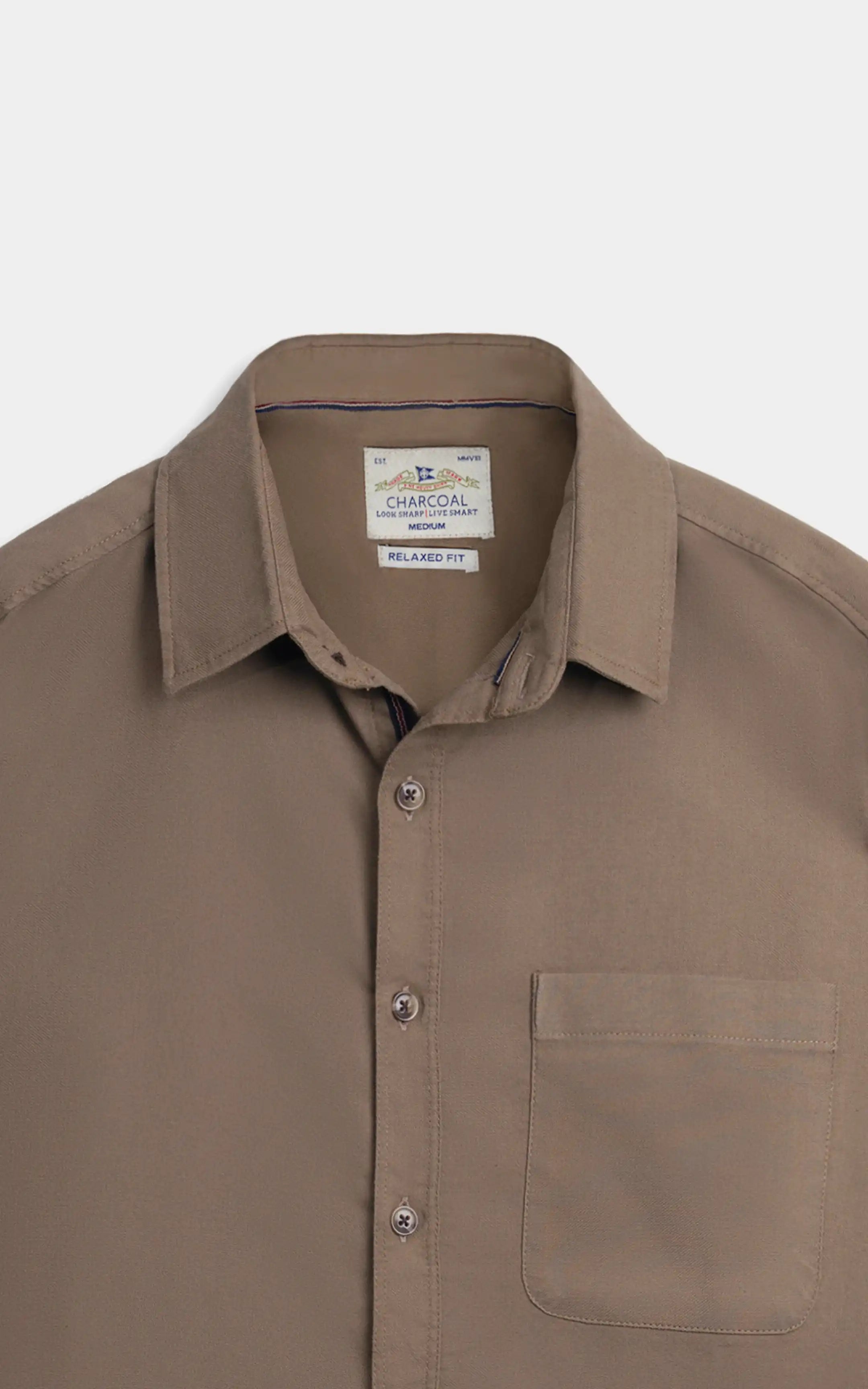 RELAXED FIT CASUAL SHIRT BROWN