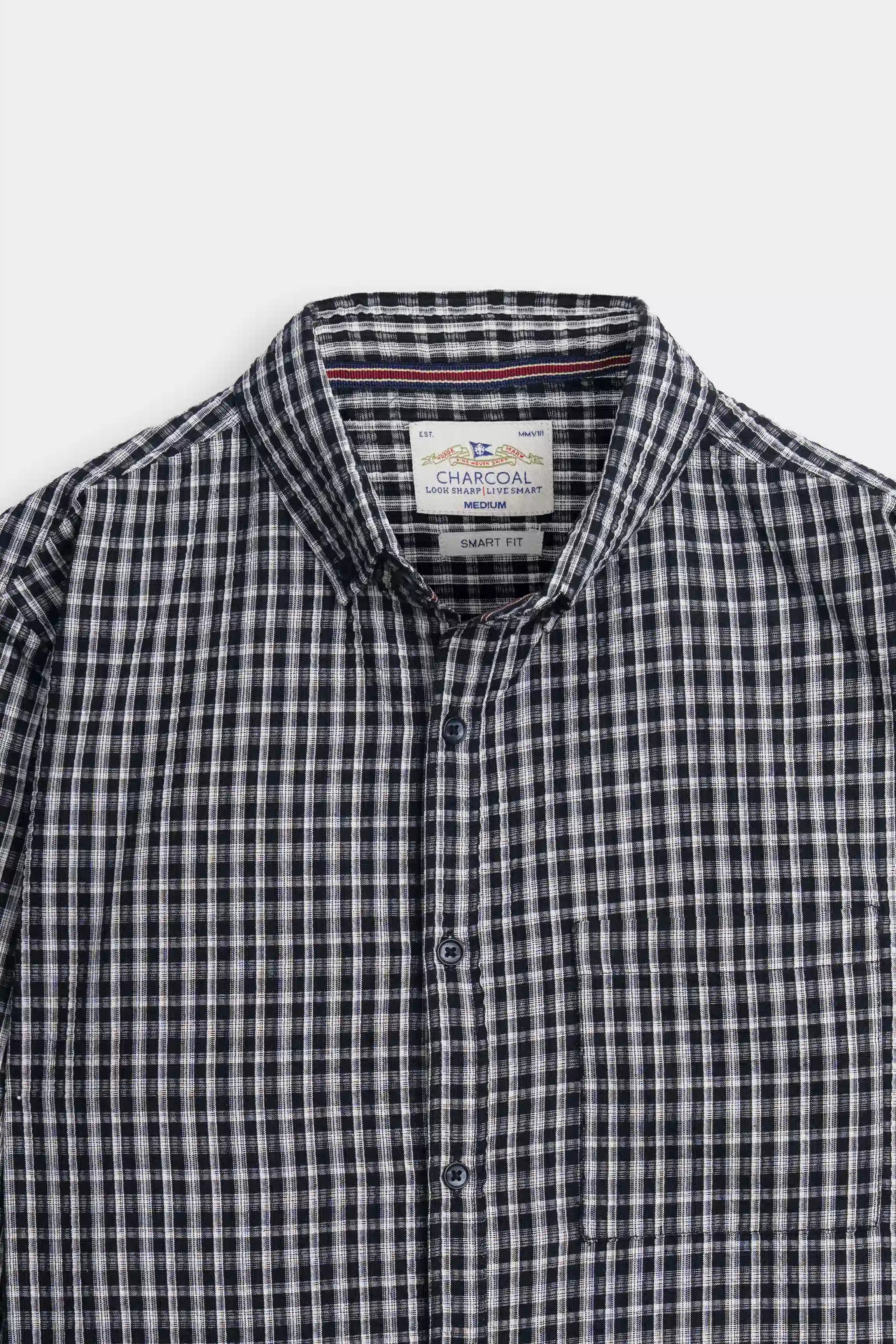 SMART FIT CASUAL SHIRT BLACK CHECK