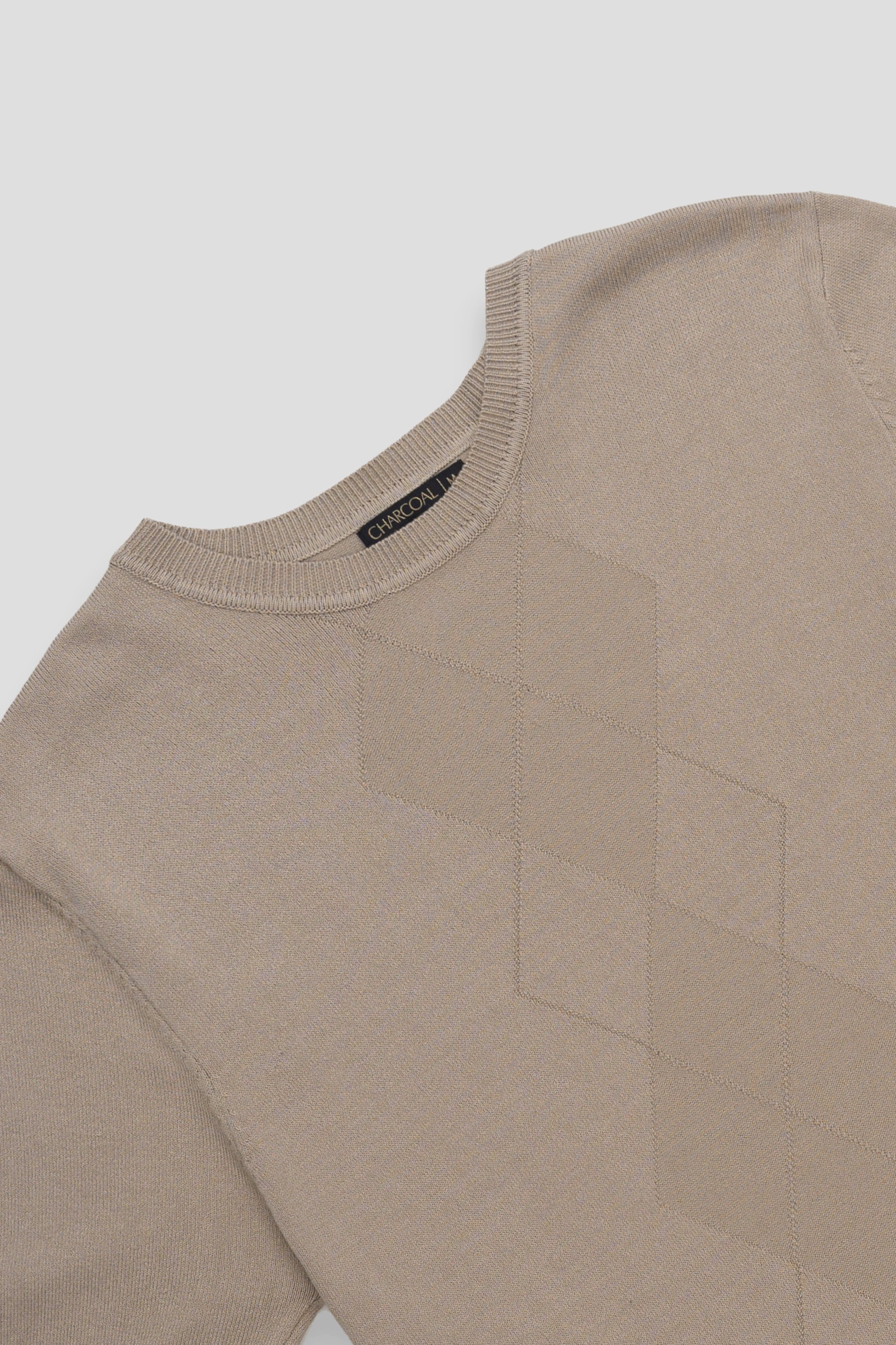 KNITTED CREW NECK T SHIRT KHAKI