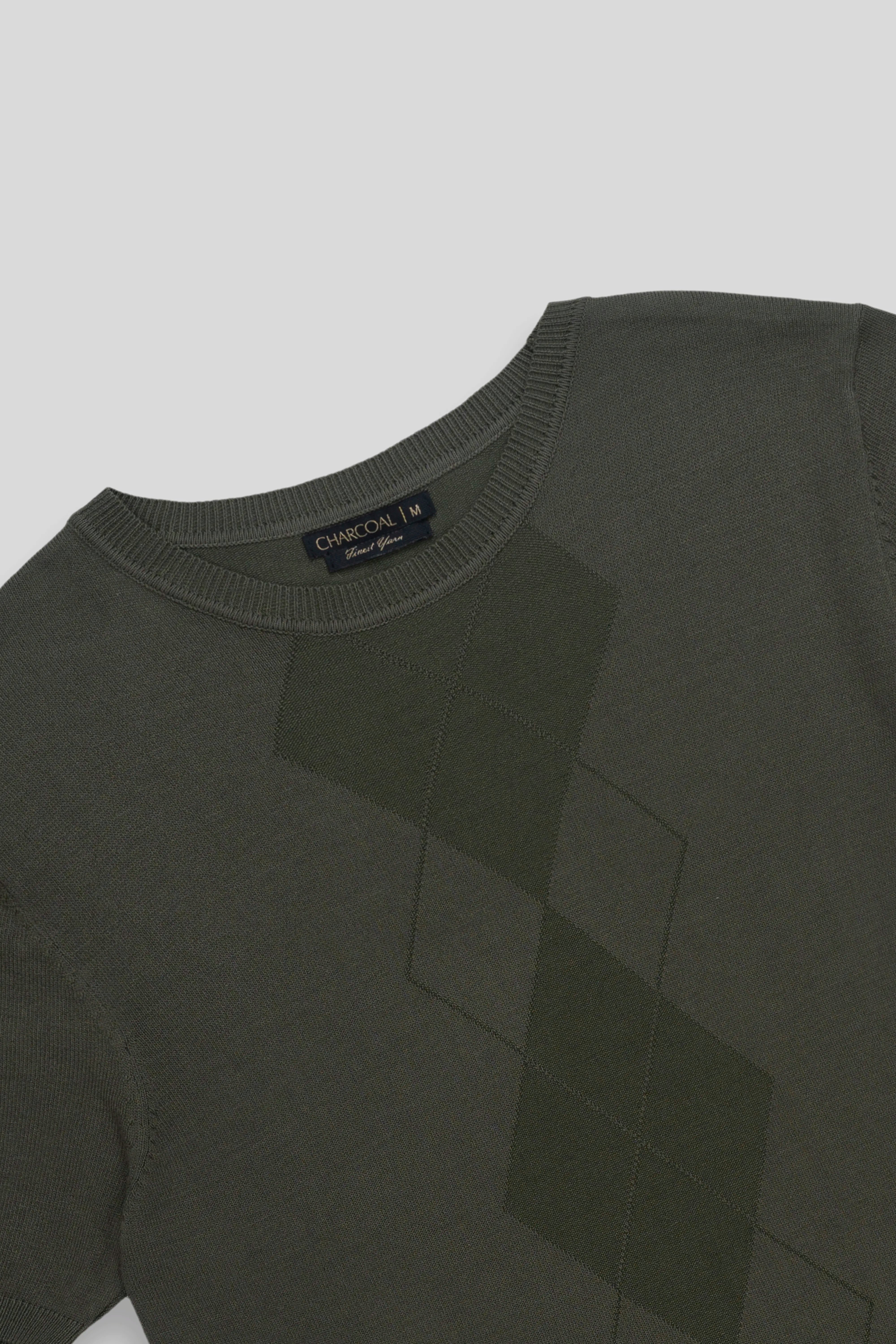 KNITTED CREW NECK T SHIRT OLIVE