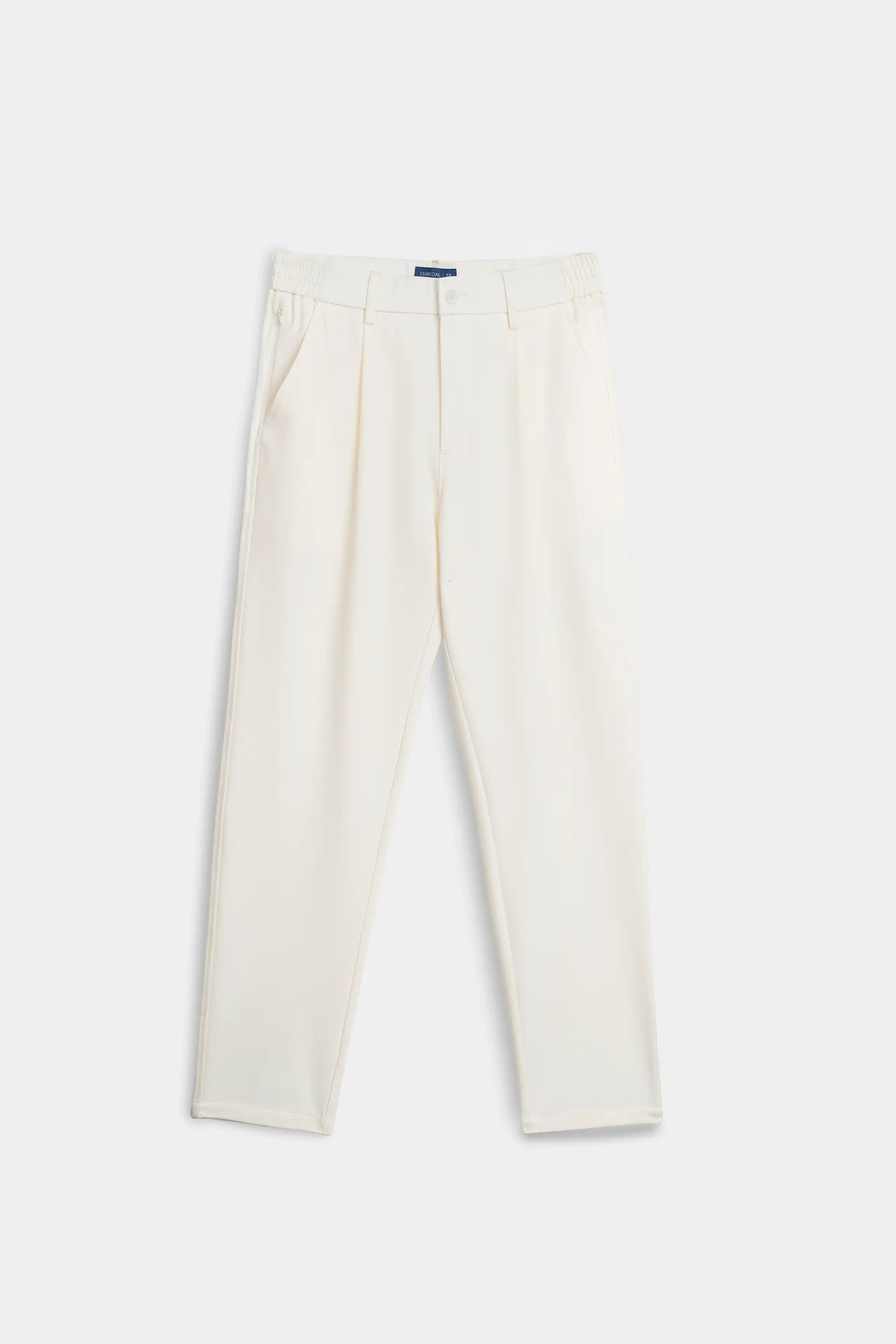 ELASTICATED WAIST CASUAL PANT OFF WHITE
