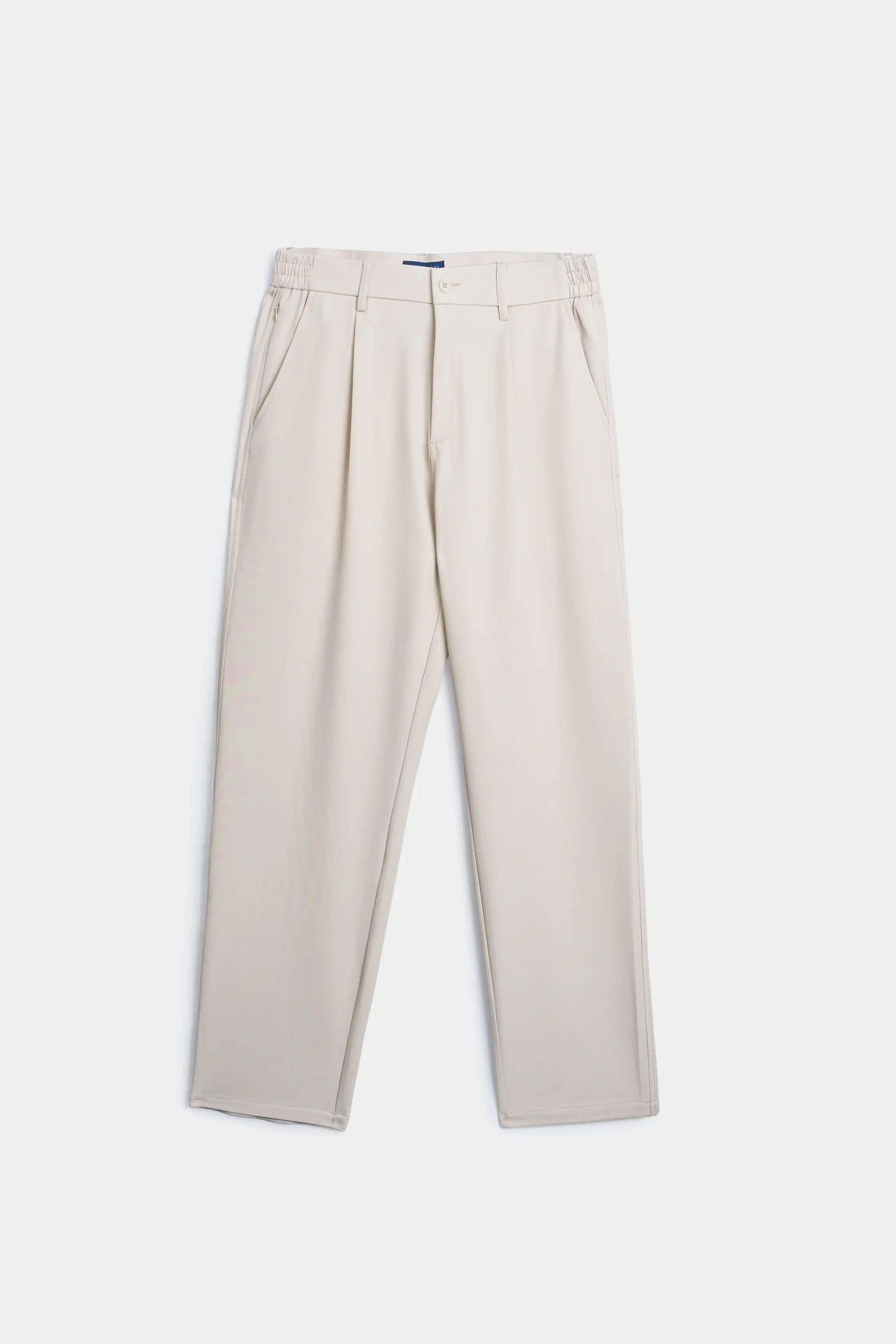 ELASTICATED WAIST CASUAL PANT STONE
