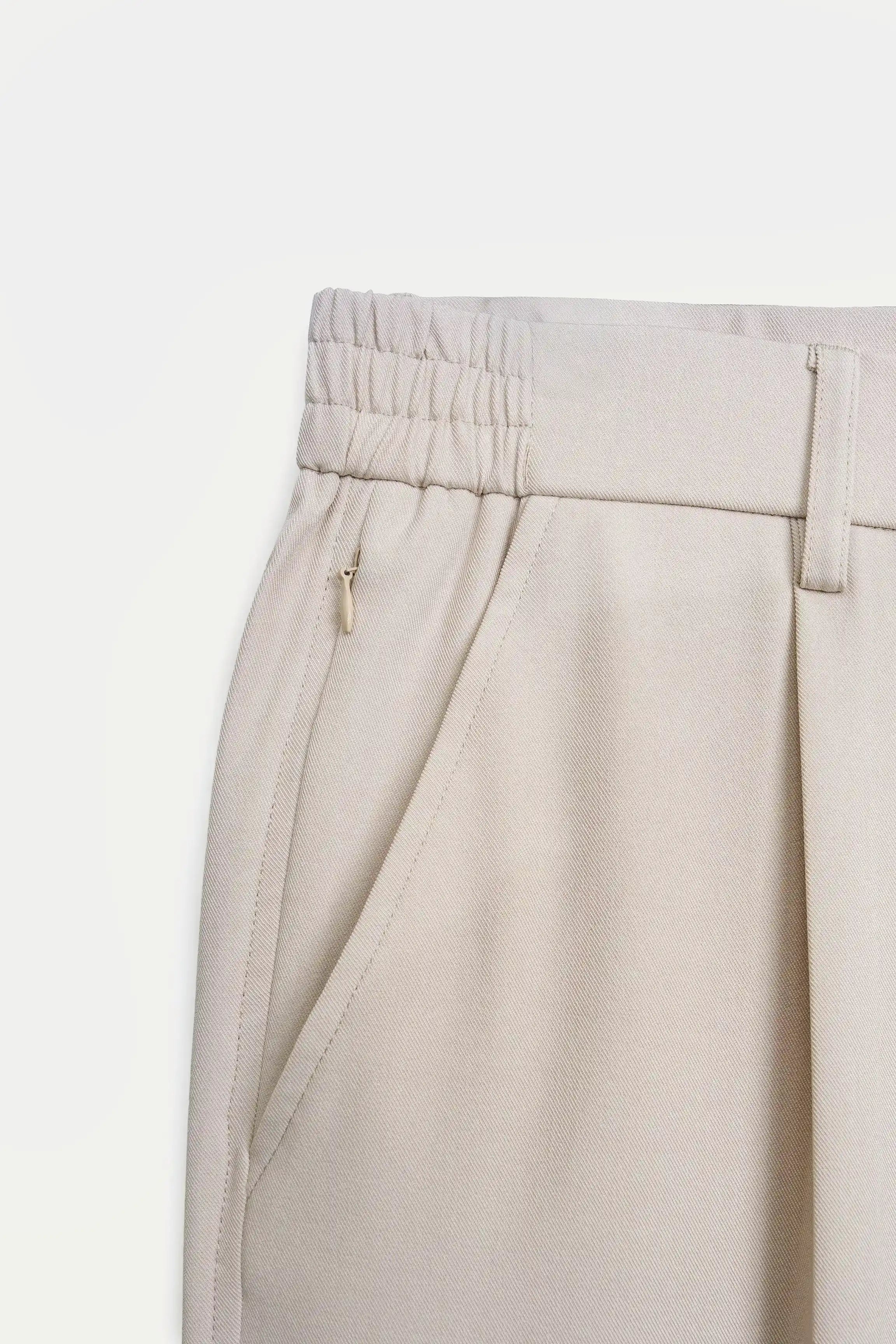 ELASTICATED WAIST CASUAL PANT STONE