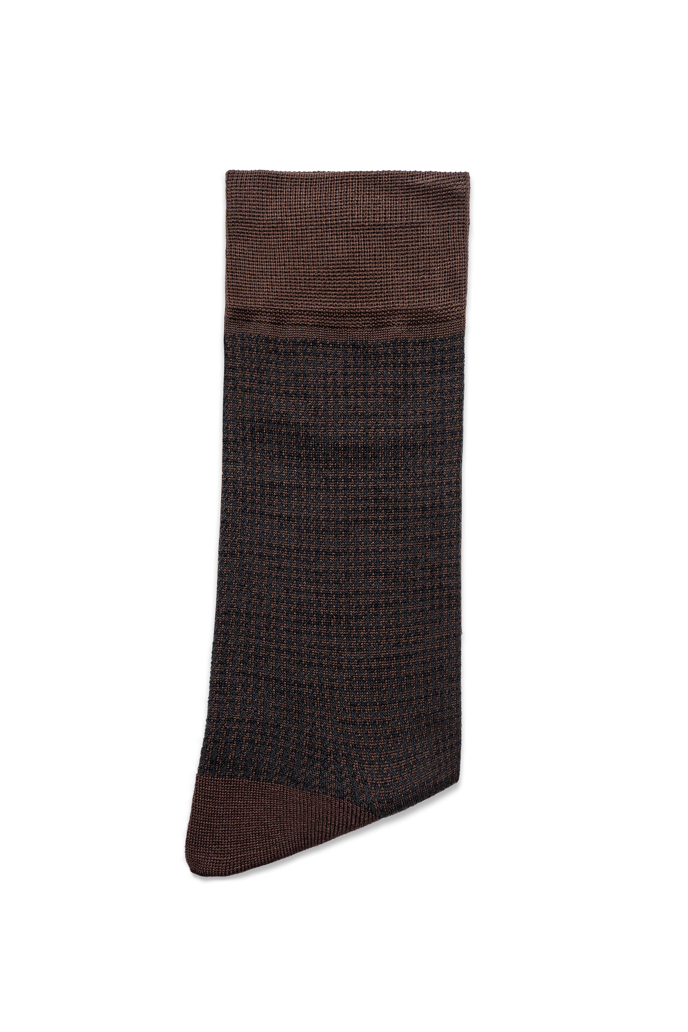 Crew dress socks in dark brown with ribbed cuff and contrast toe