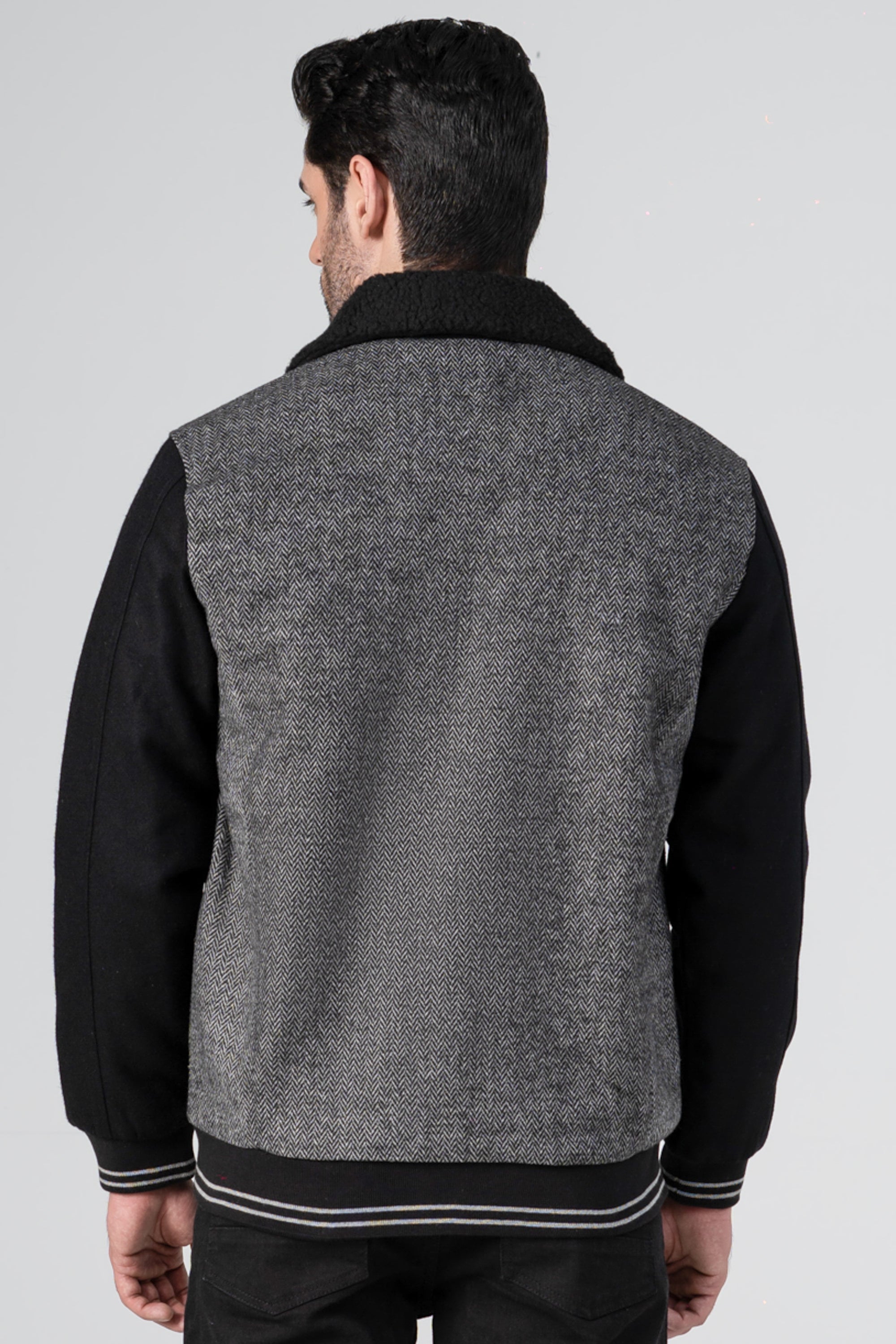 WOOLEN JACKET GREY BLACK