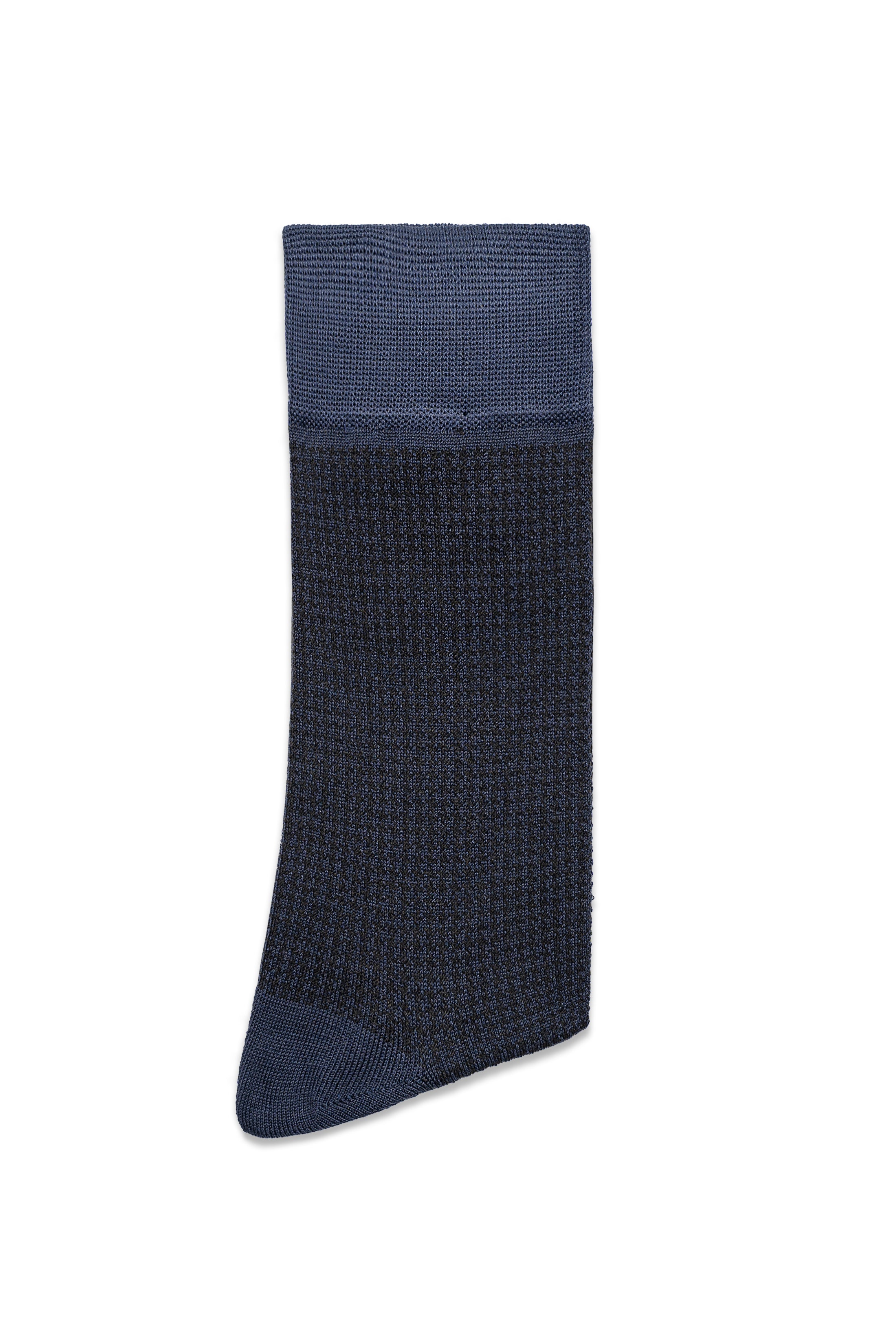 Formal dress socks, dark blue knit with wide ribbed cuff