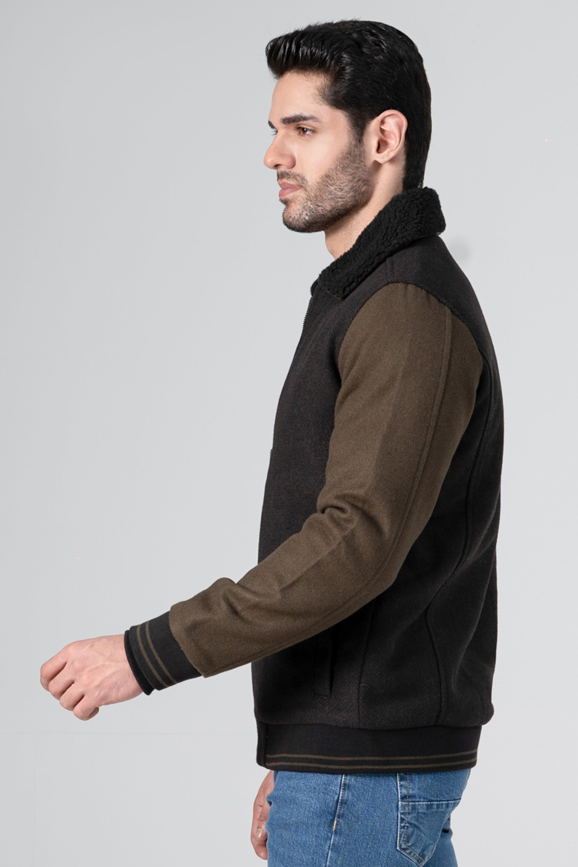 WOOLEN JACKET BROWN BLACK