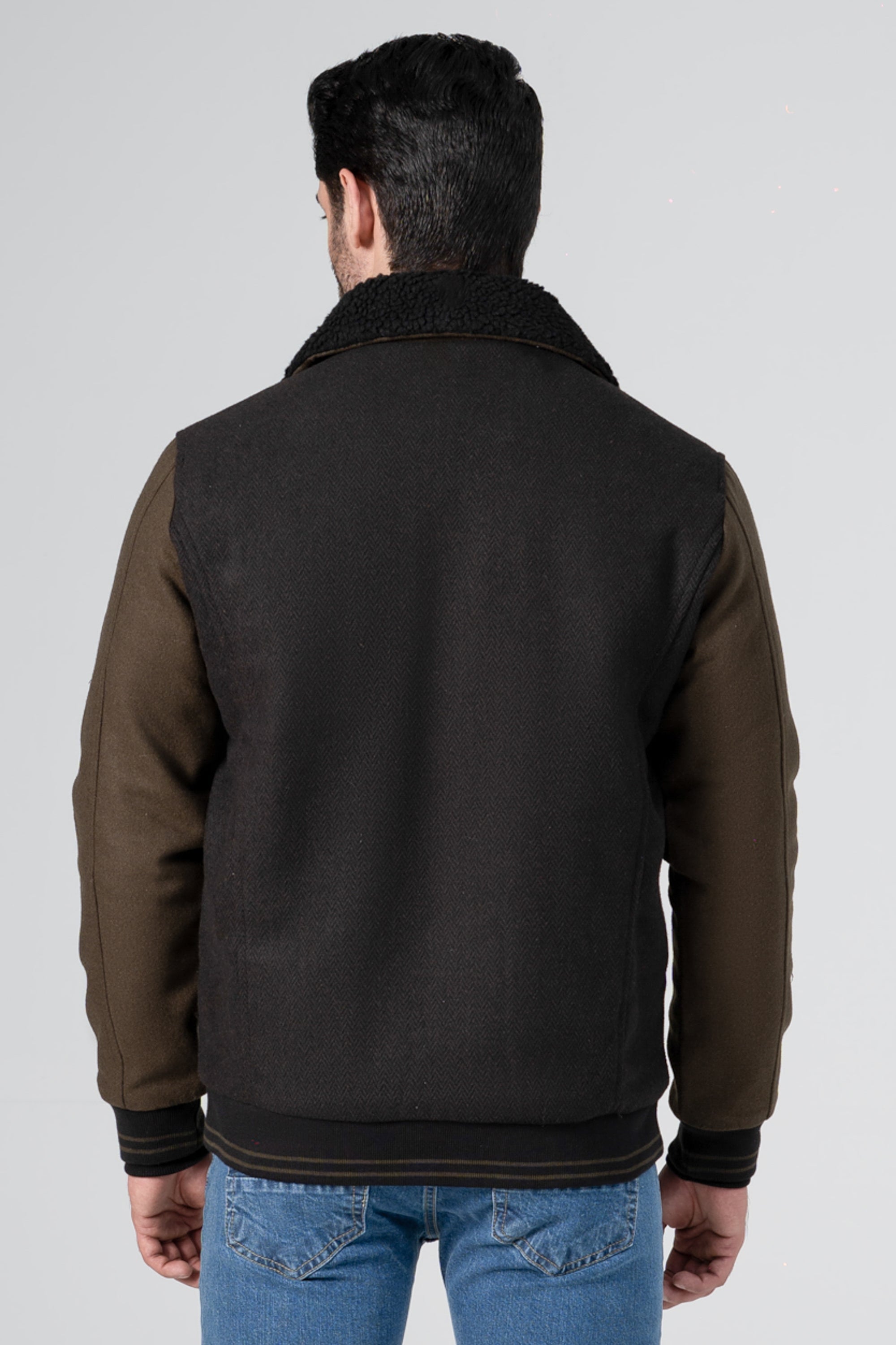 WOOLEN JACKET BROWN BLACK