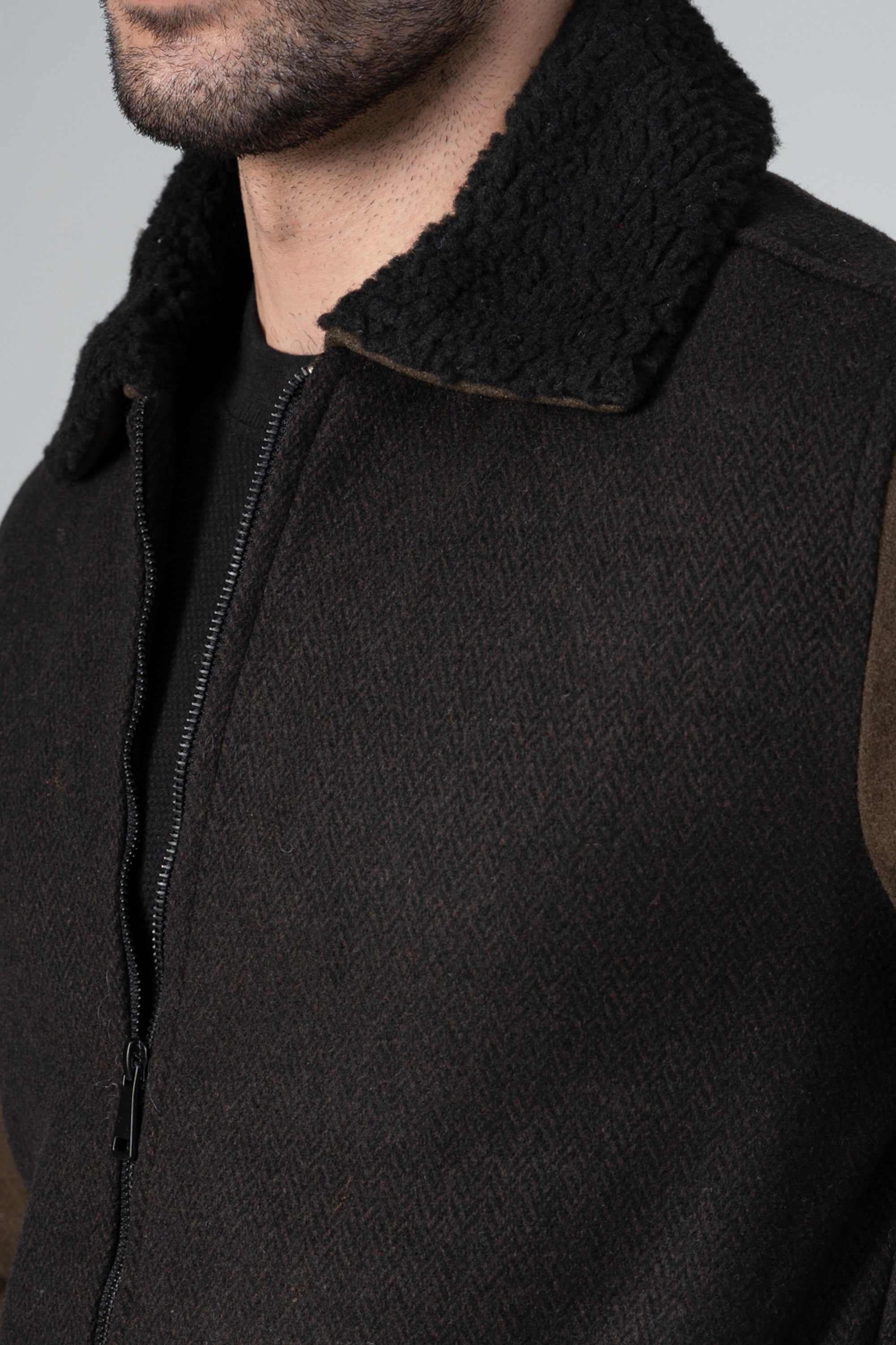 WOOLEN JACKET BROWN BLACK