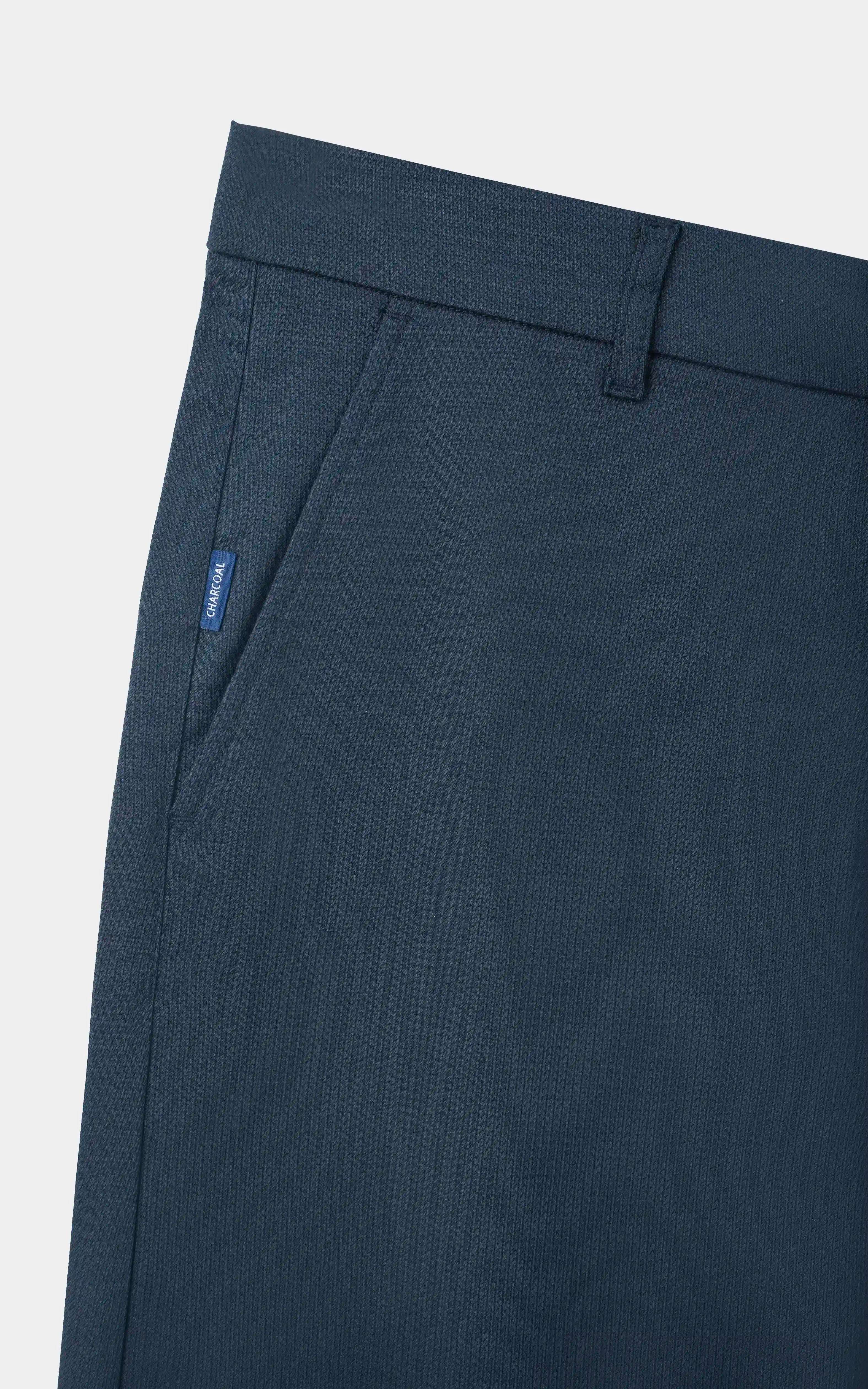 TEXTURED REGULAR FIT CASUAL PANT NAVY