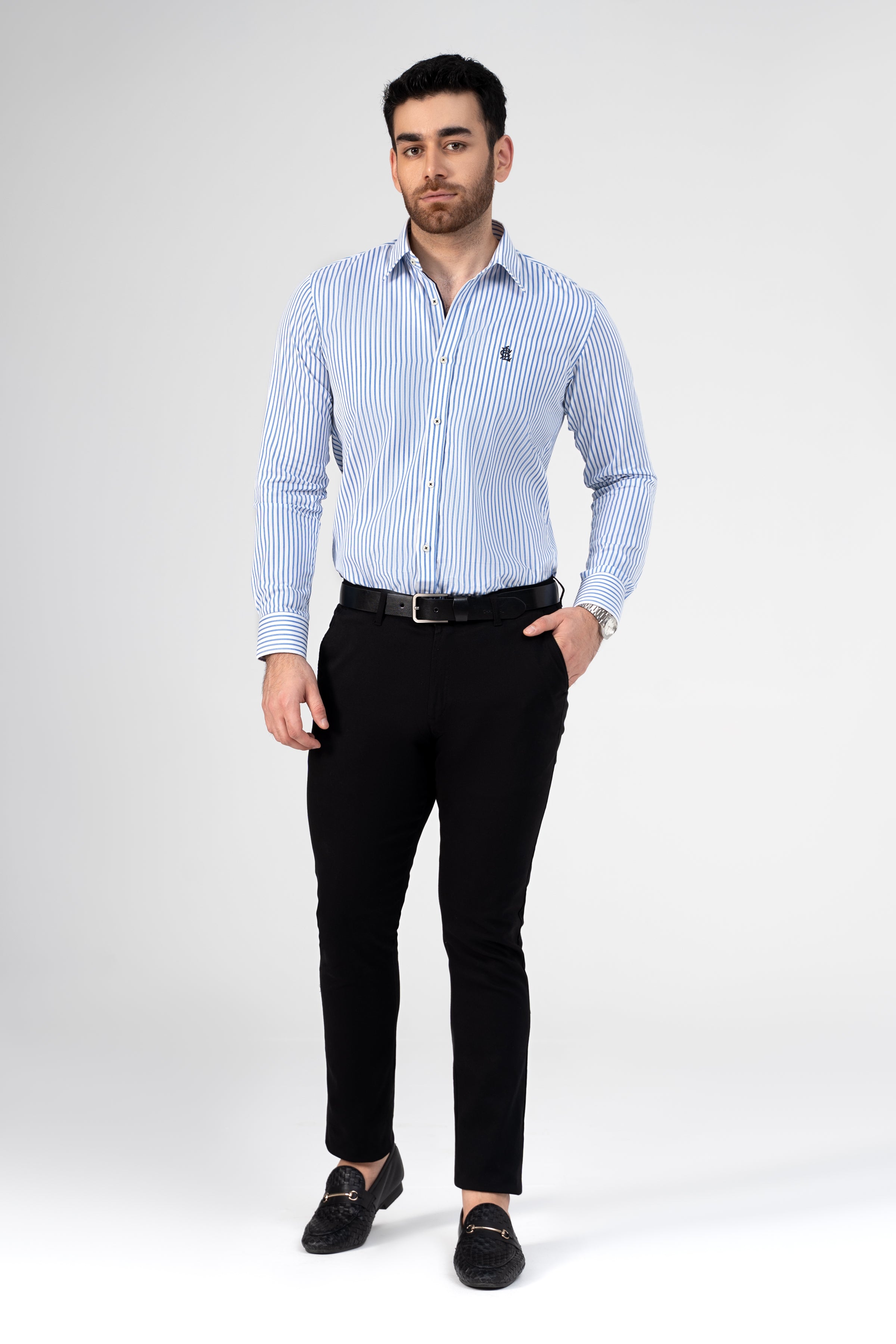 SEMI FORMAL SHIRT WHITE BLUE LINE