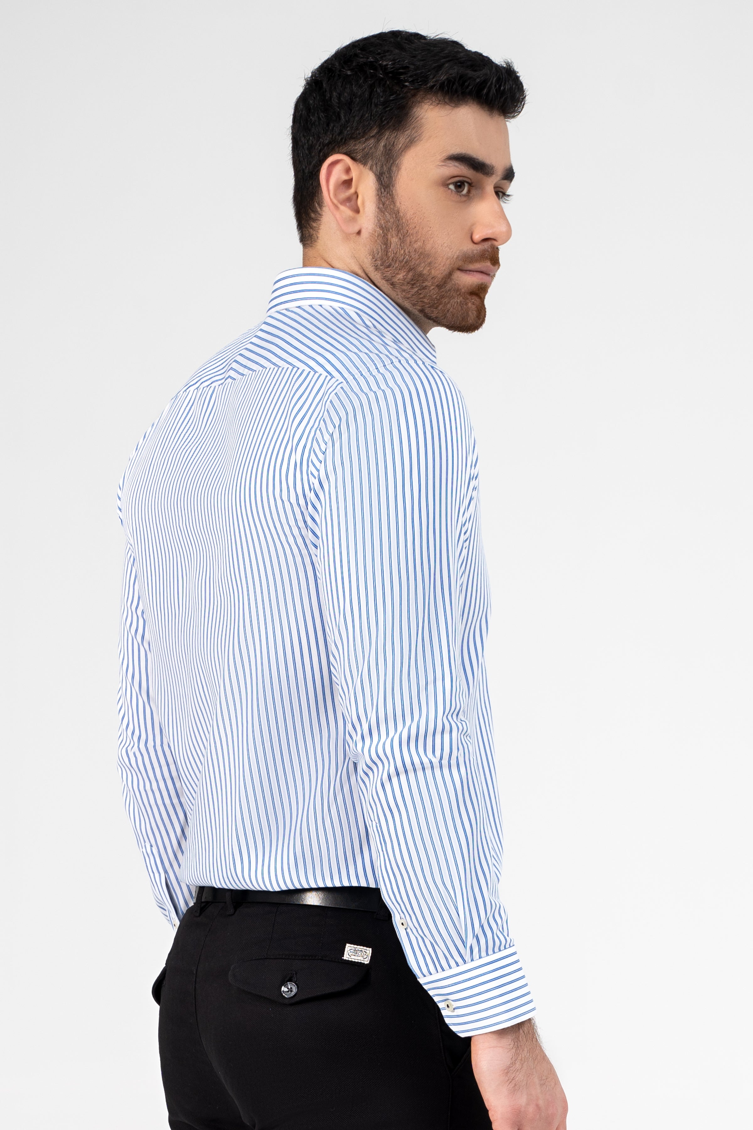 SEMI FORMAL SHIRT WHITE BLUE LINE
