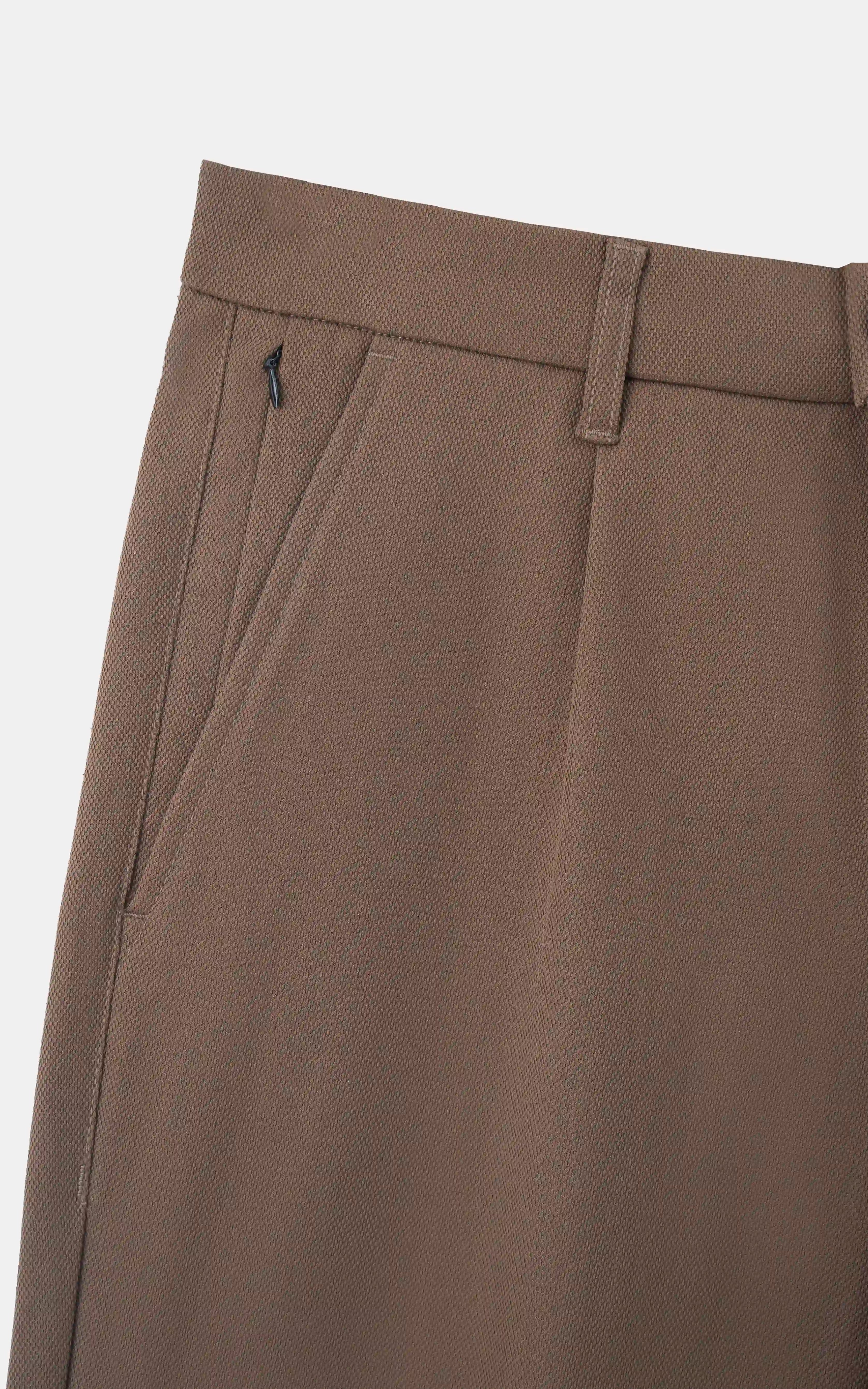 DOBBY SMART FIT CASUAL PANT BROWN