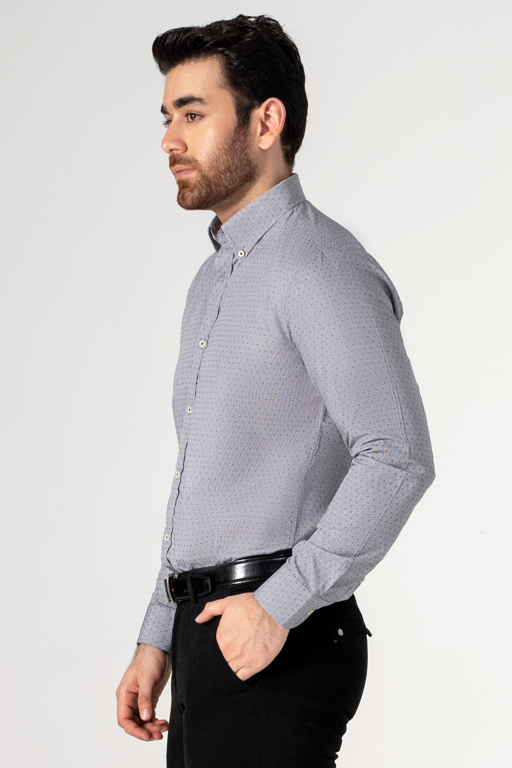 SMART SHIRT GREY TEXTURED