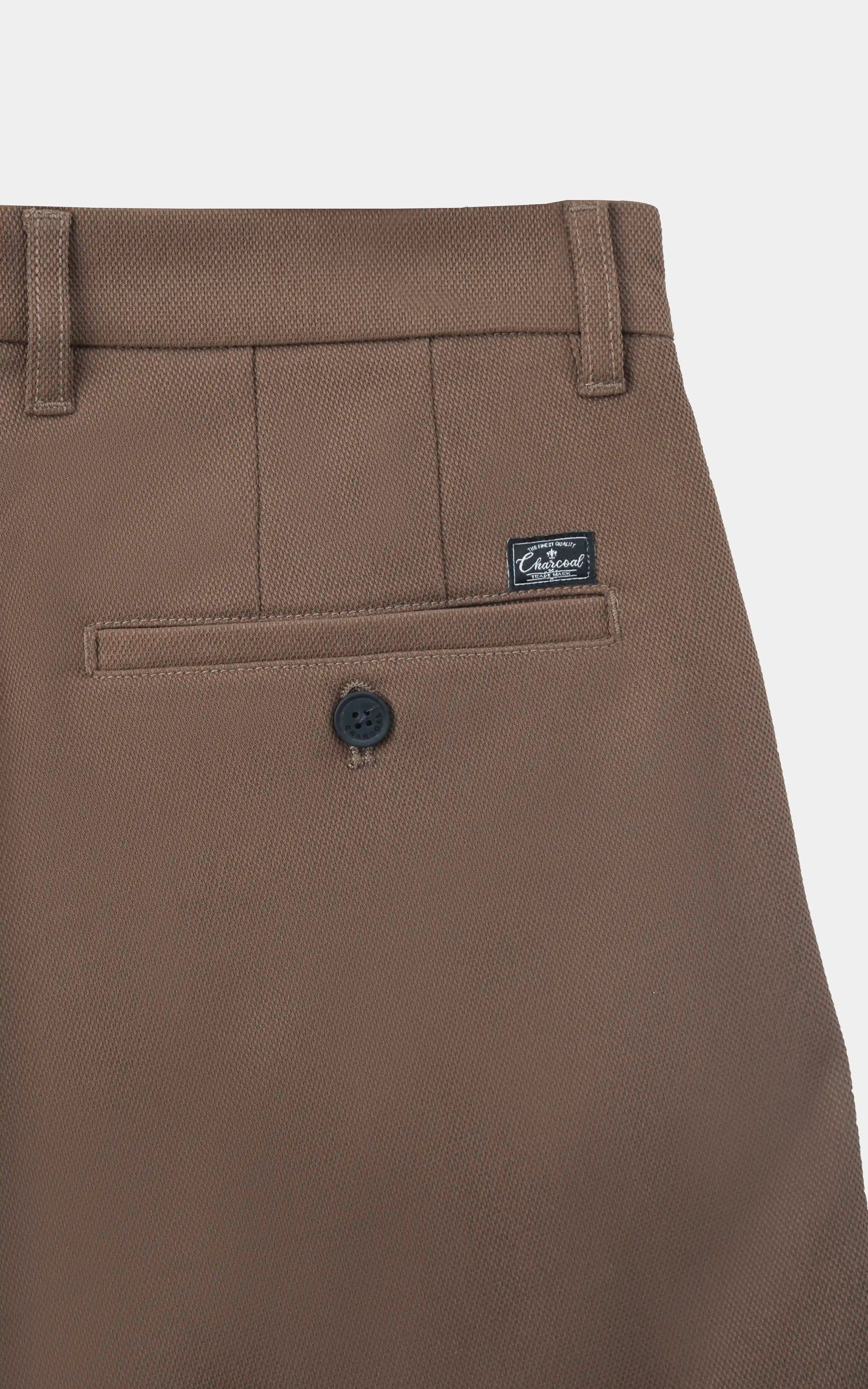 DOBBY SMART FIT CASUAL PANT BROWN