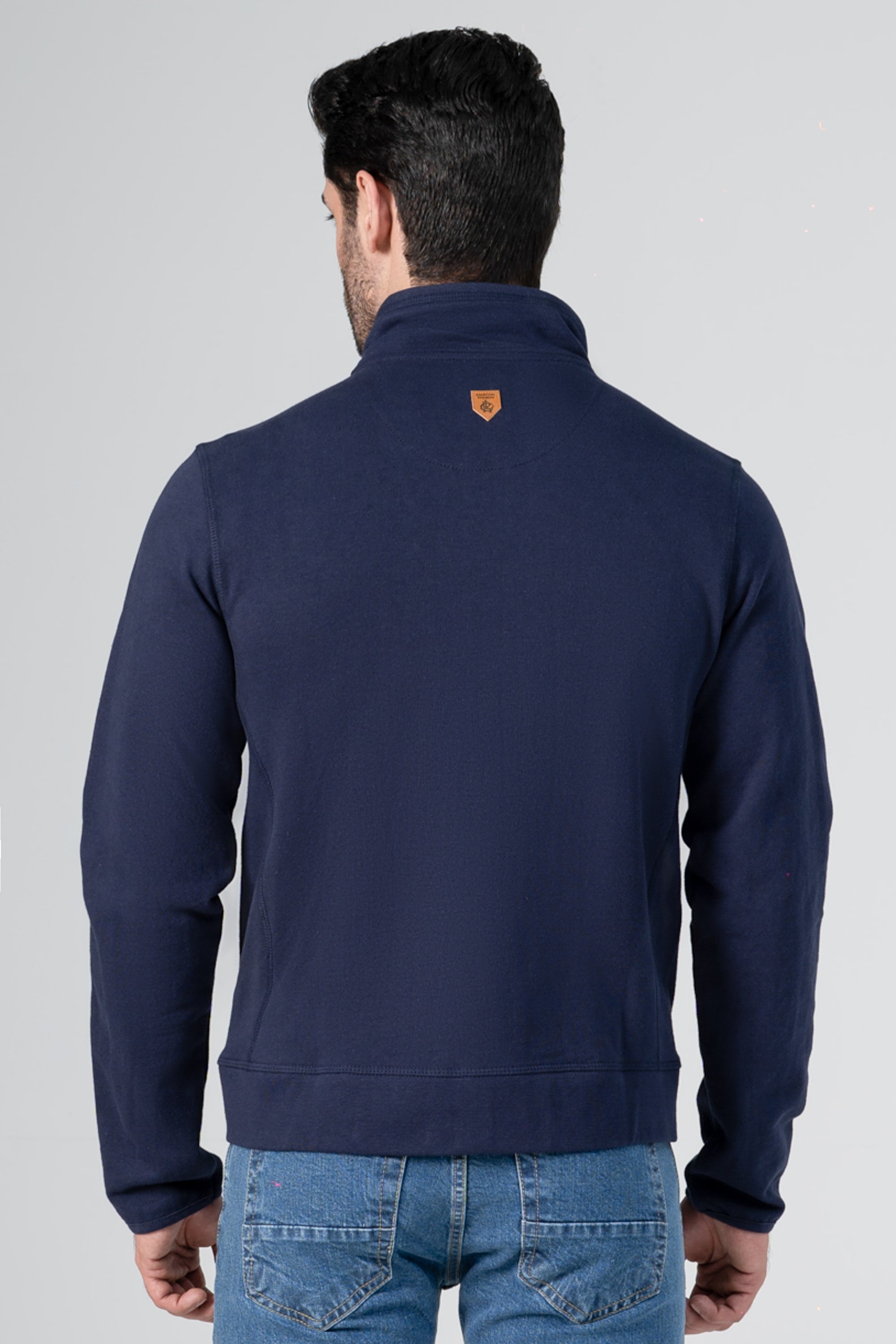 MOCK NECK KNITTED JACKET NAVY