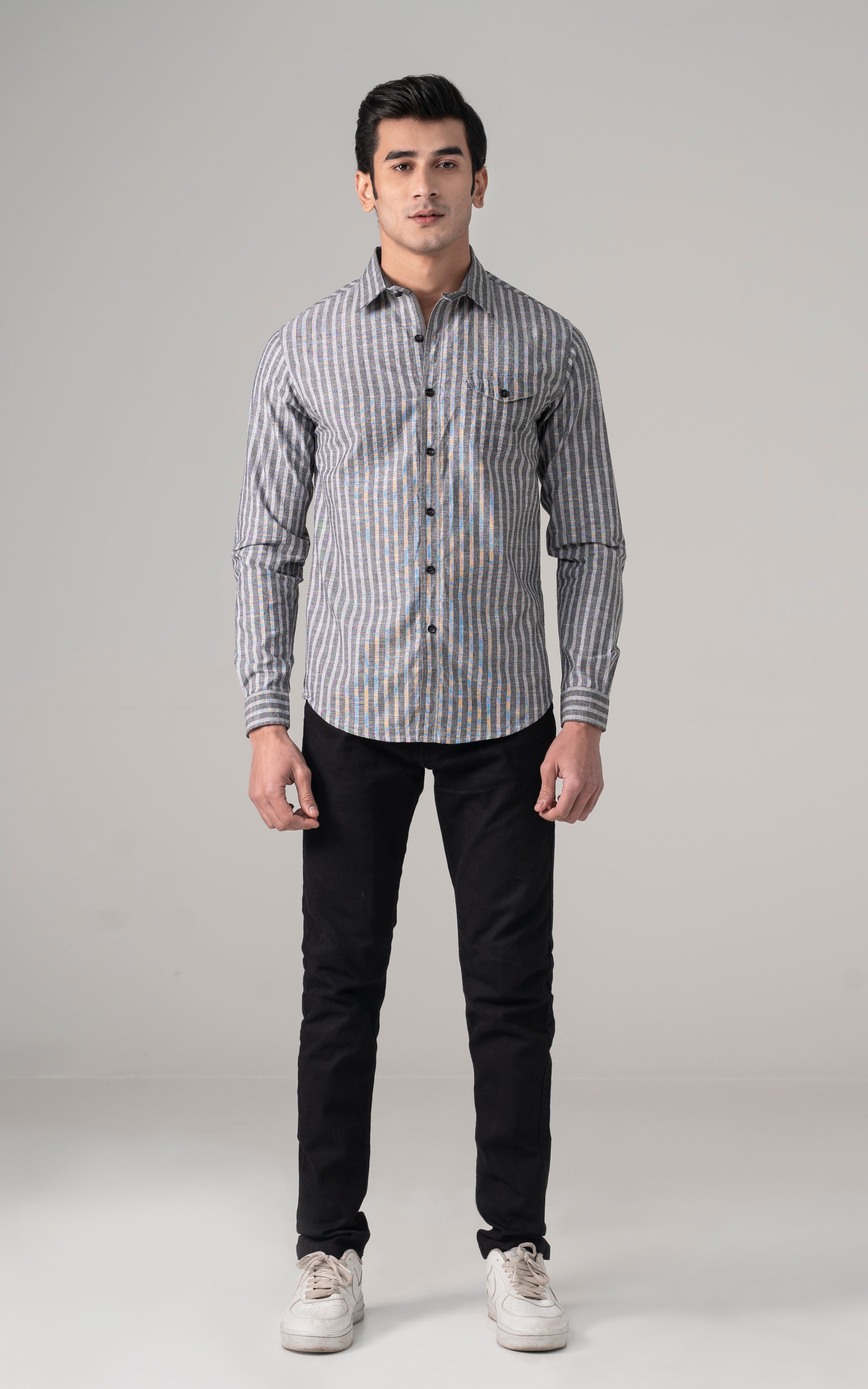 CASUAL SHIRT GREY STRIPES