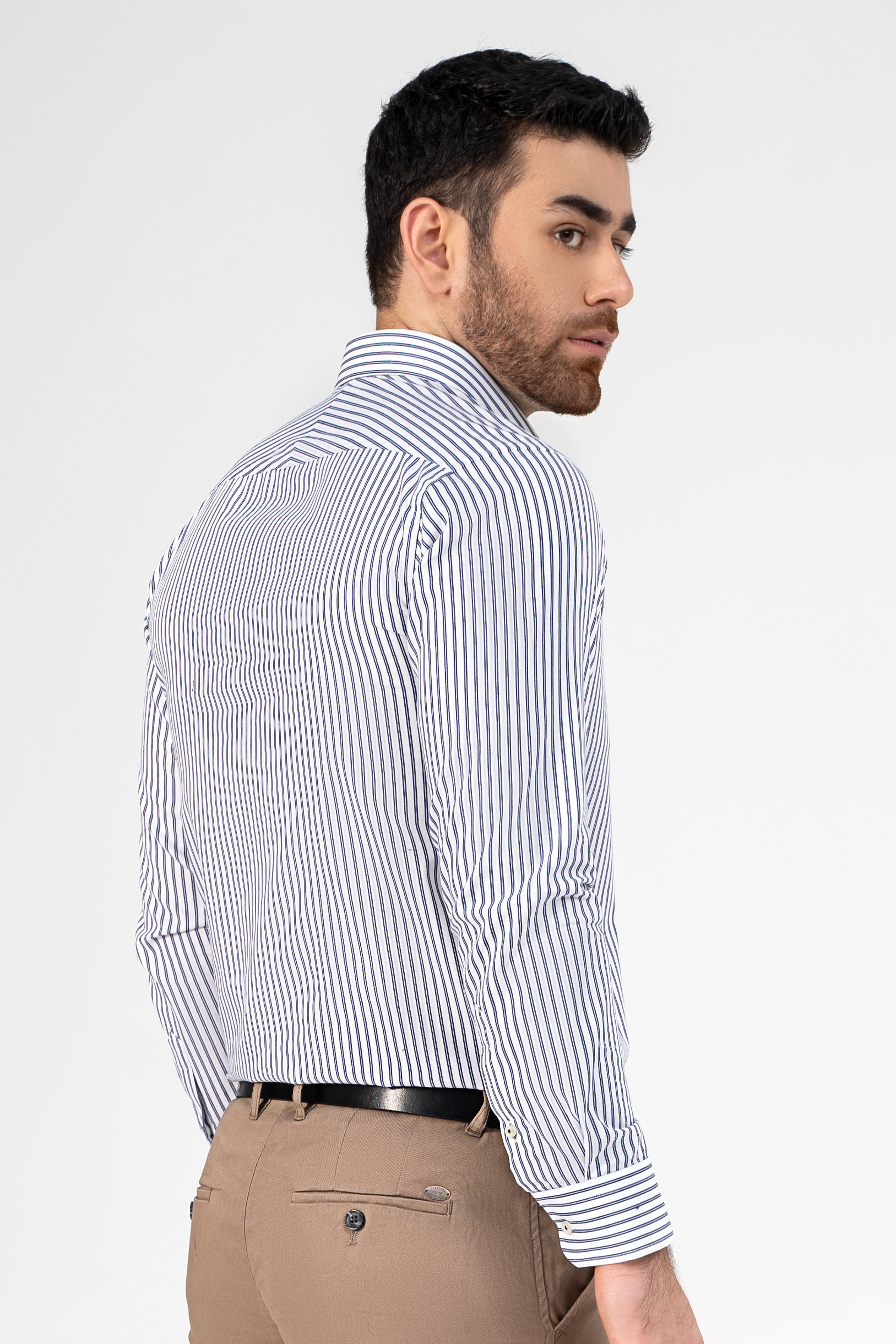 SEMI FORMAL SHIRT WHITE NAVY