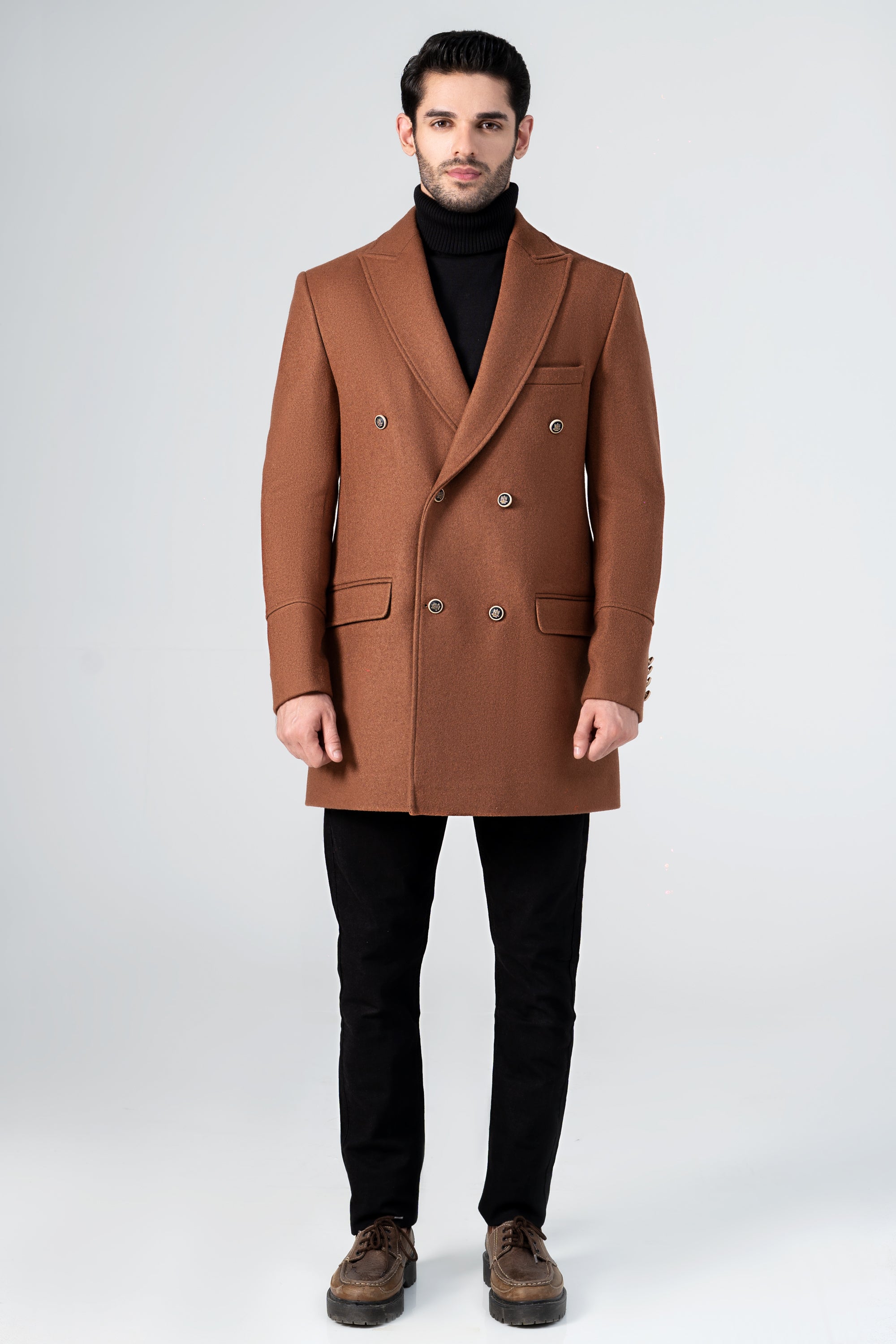 WOOLEN LONG COAT RUST