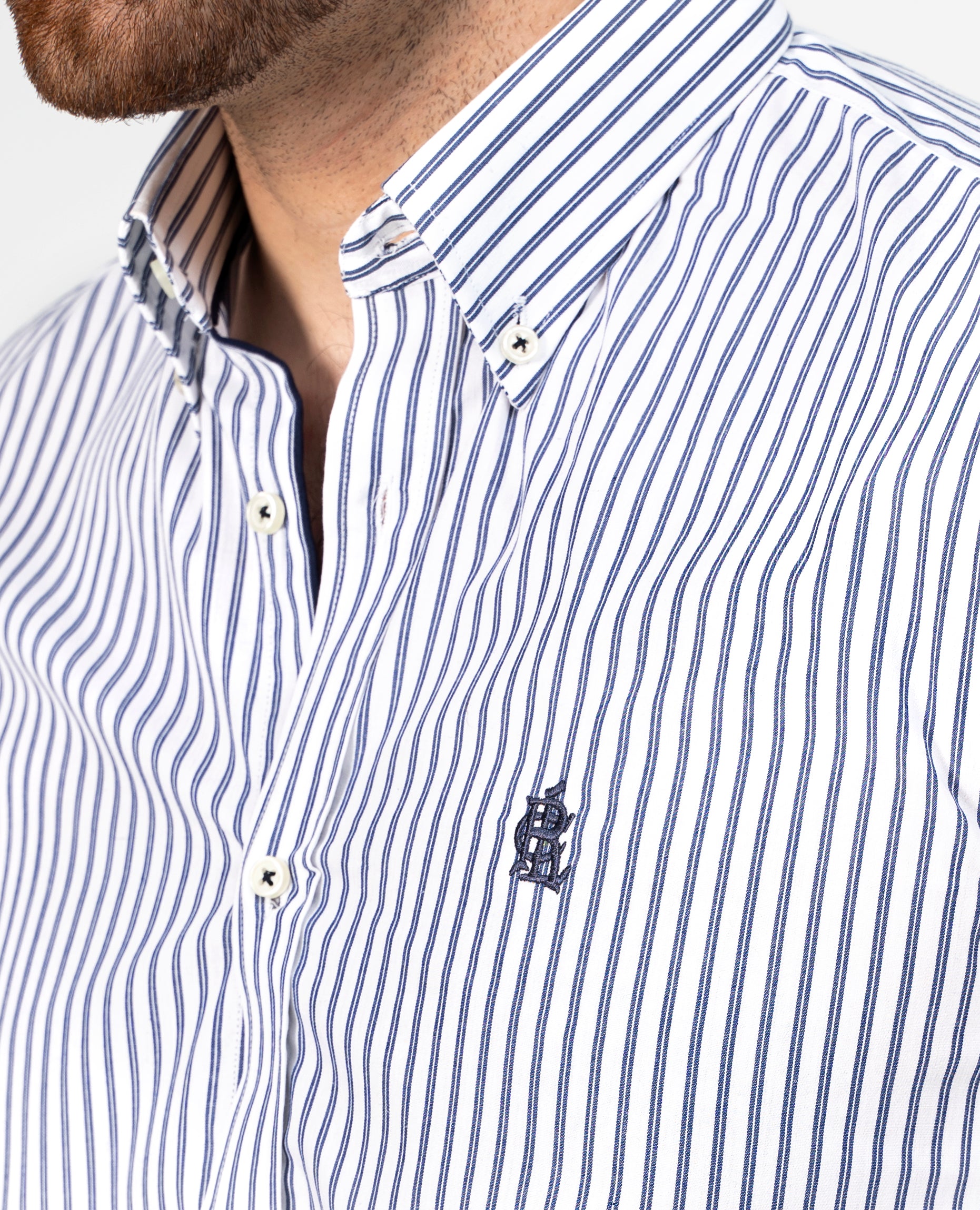 SEMI FORMAL SHIRT WHITE NAVY
