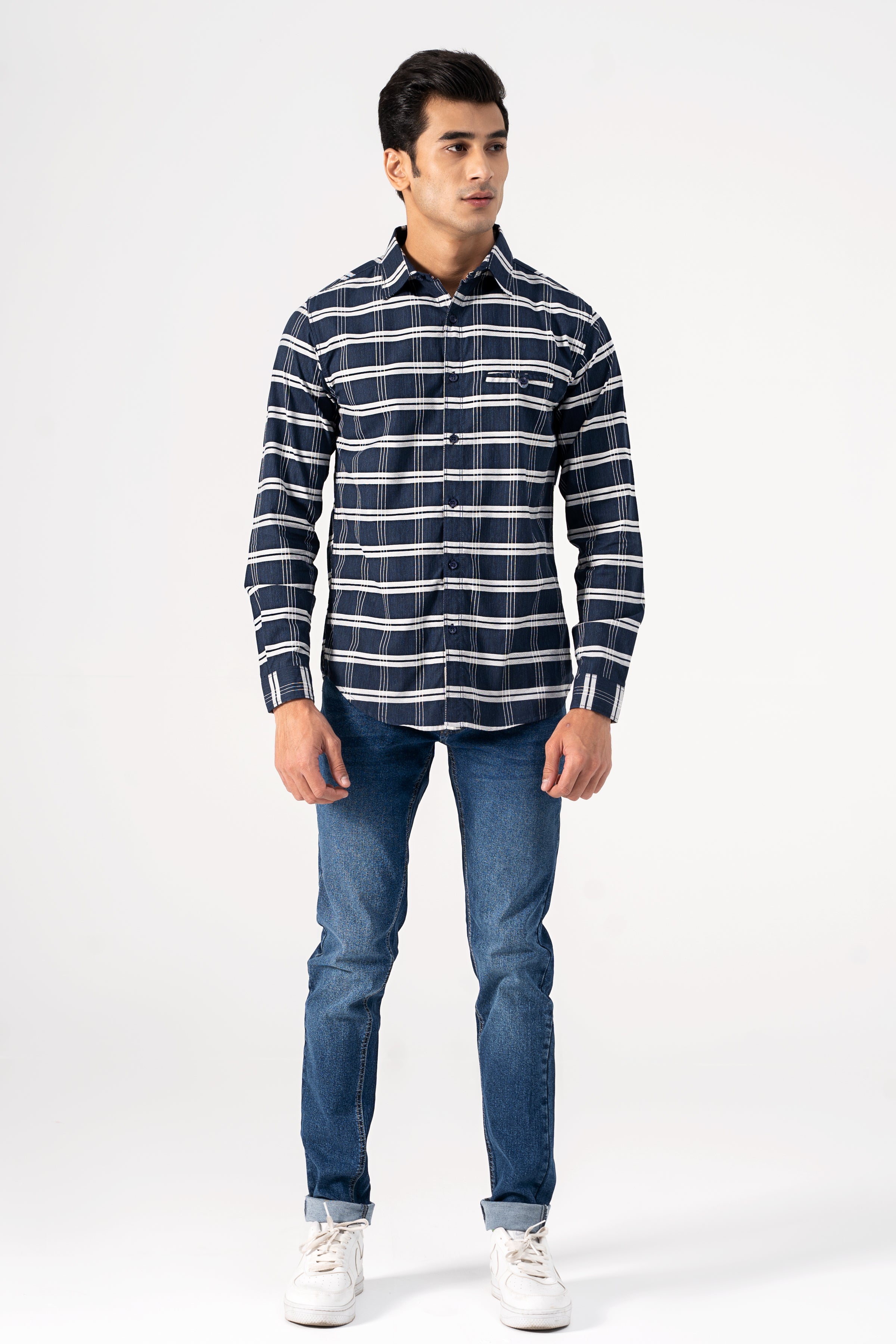 CASUAL SHIRT NAVY CHECK