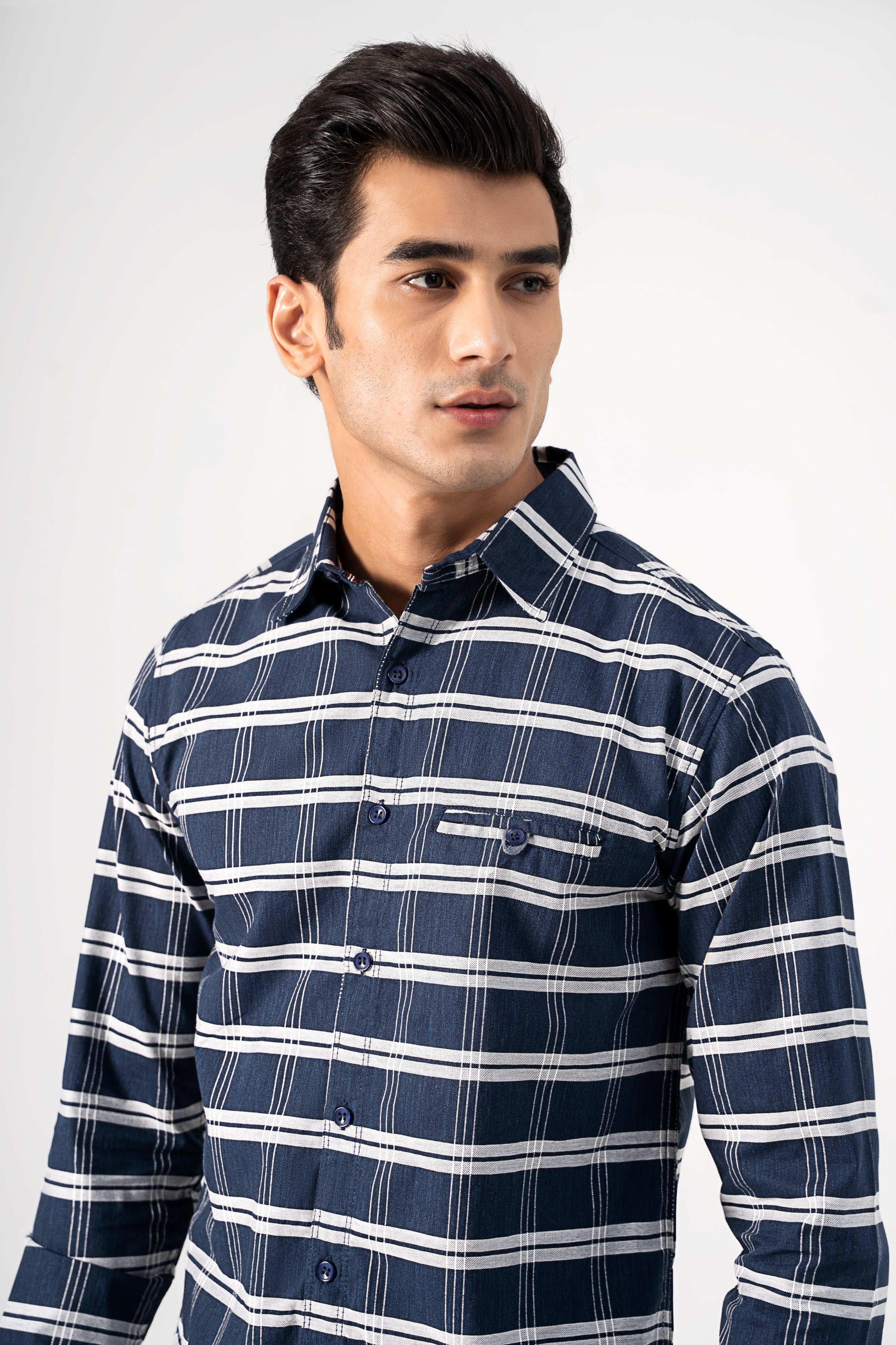 CASUAL SHIRT NAVY CHECK