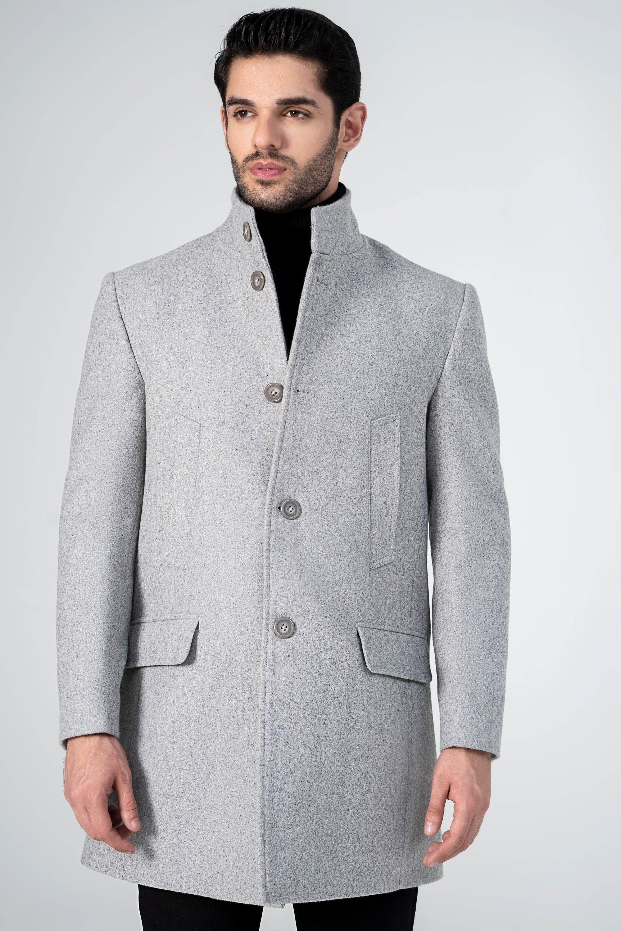 WOOLEN LONG COAT GREY