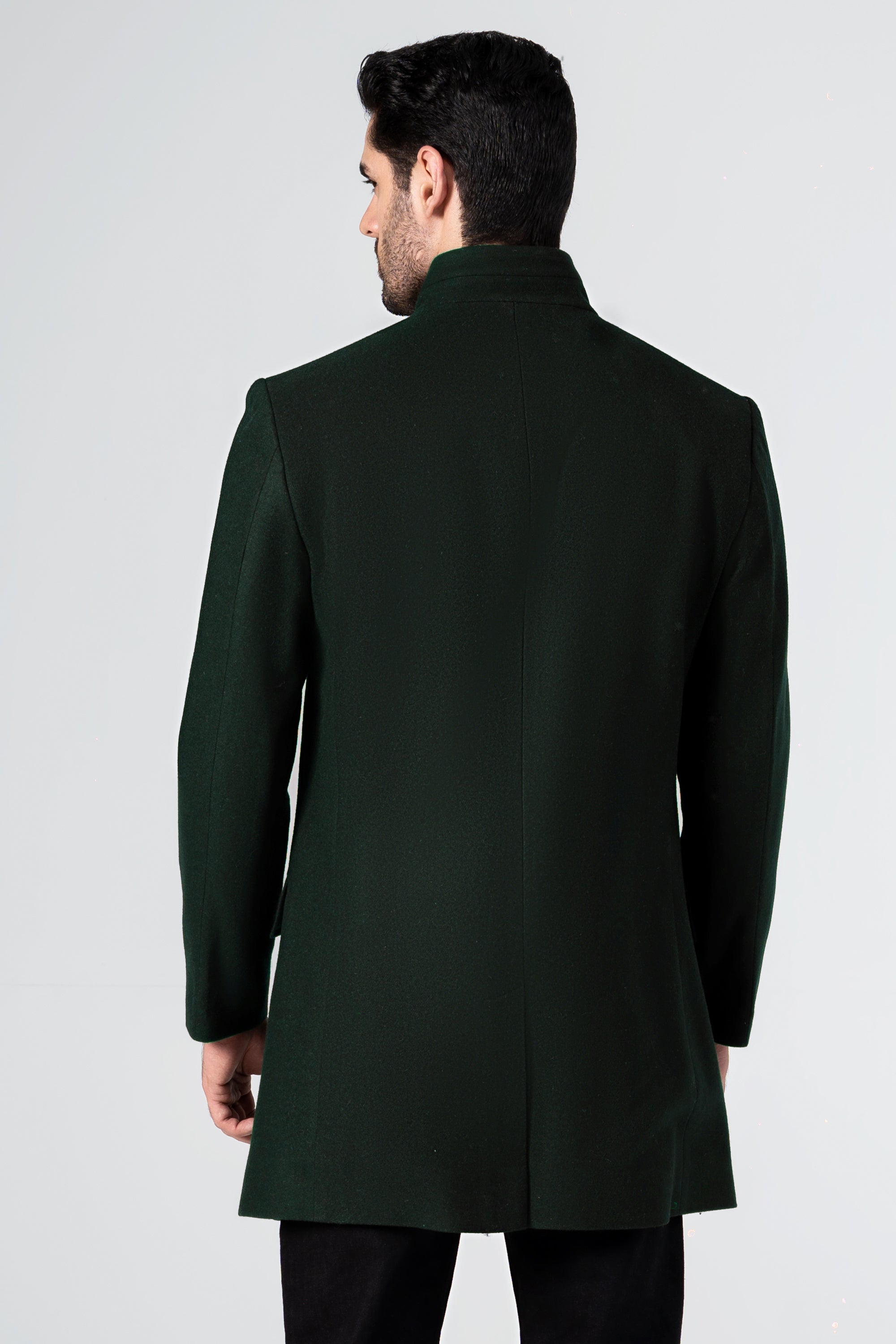WOOLEN LONG COAT DARK GREEN