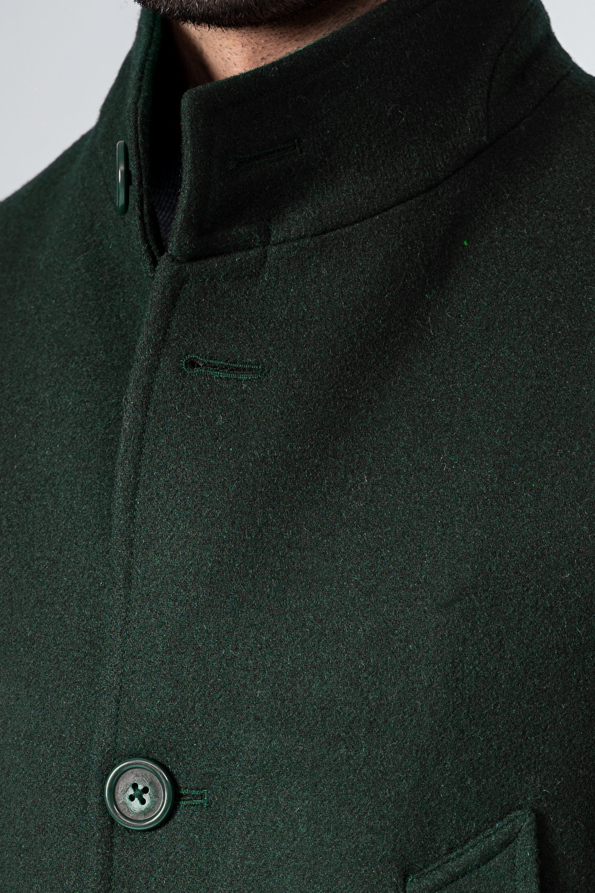WOOLEN LONG COAT DARK GREEN
